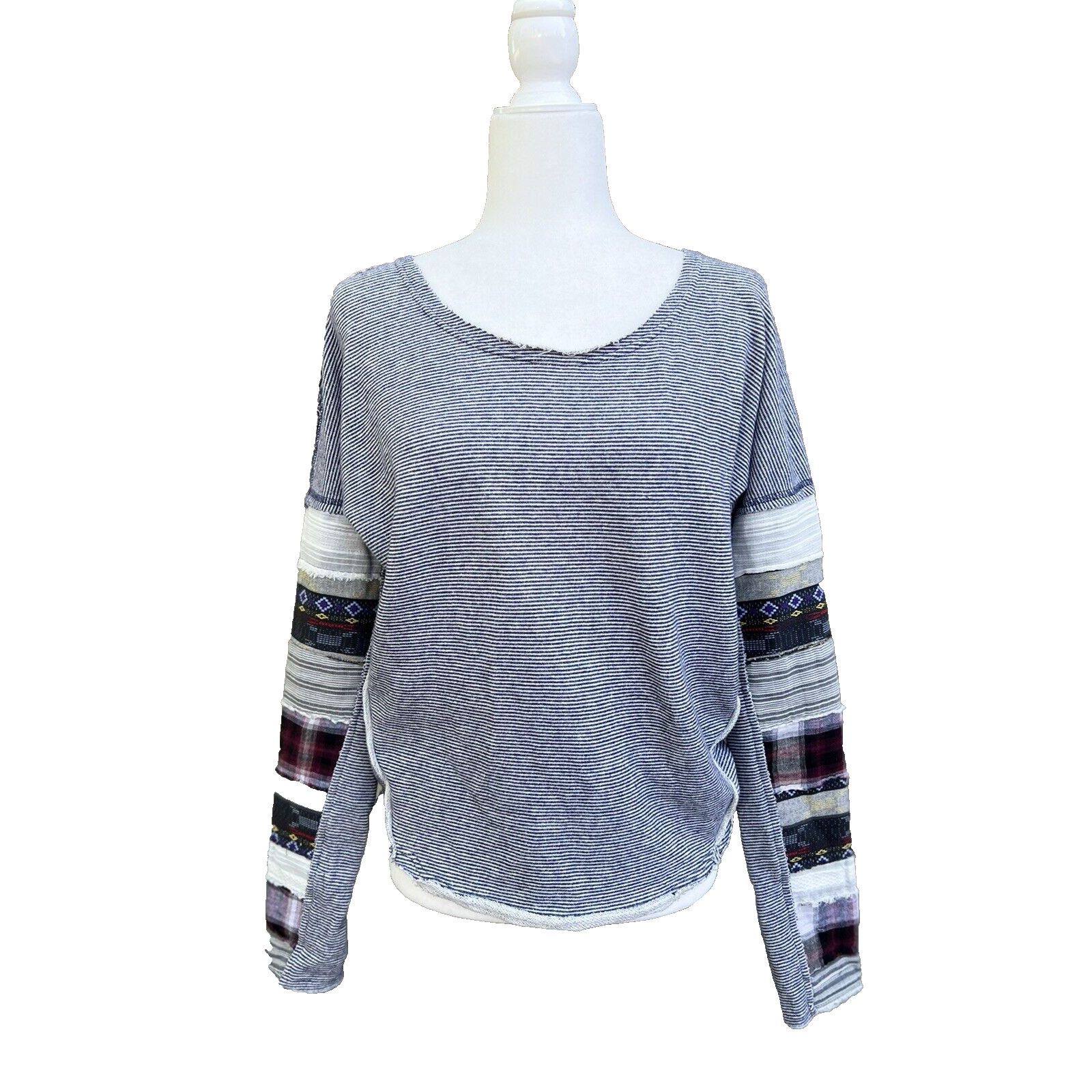 Free People Free people patch work long Sleeve sweater top XS A000234 Size XS / US 0-2 / IT 36-38 - 1 Thumbnail