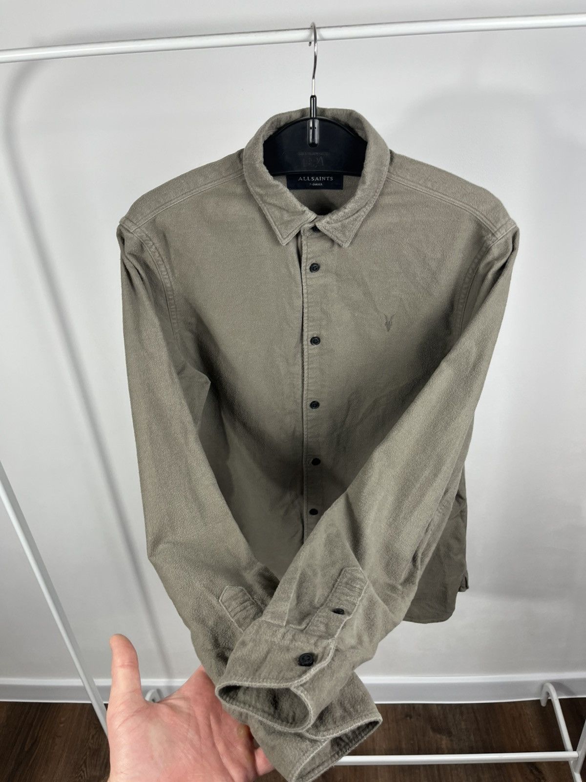 Allsaints AllSaints Khaki Button Up Shirt Minimal Logo Size XS Size US XS / EU 42 / 0 - 8 Thumbnail