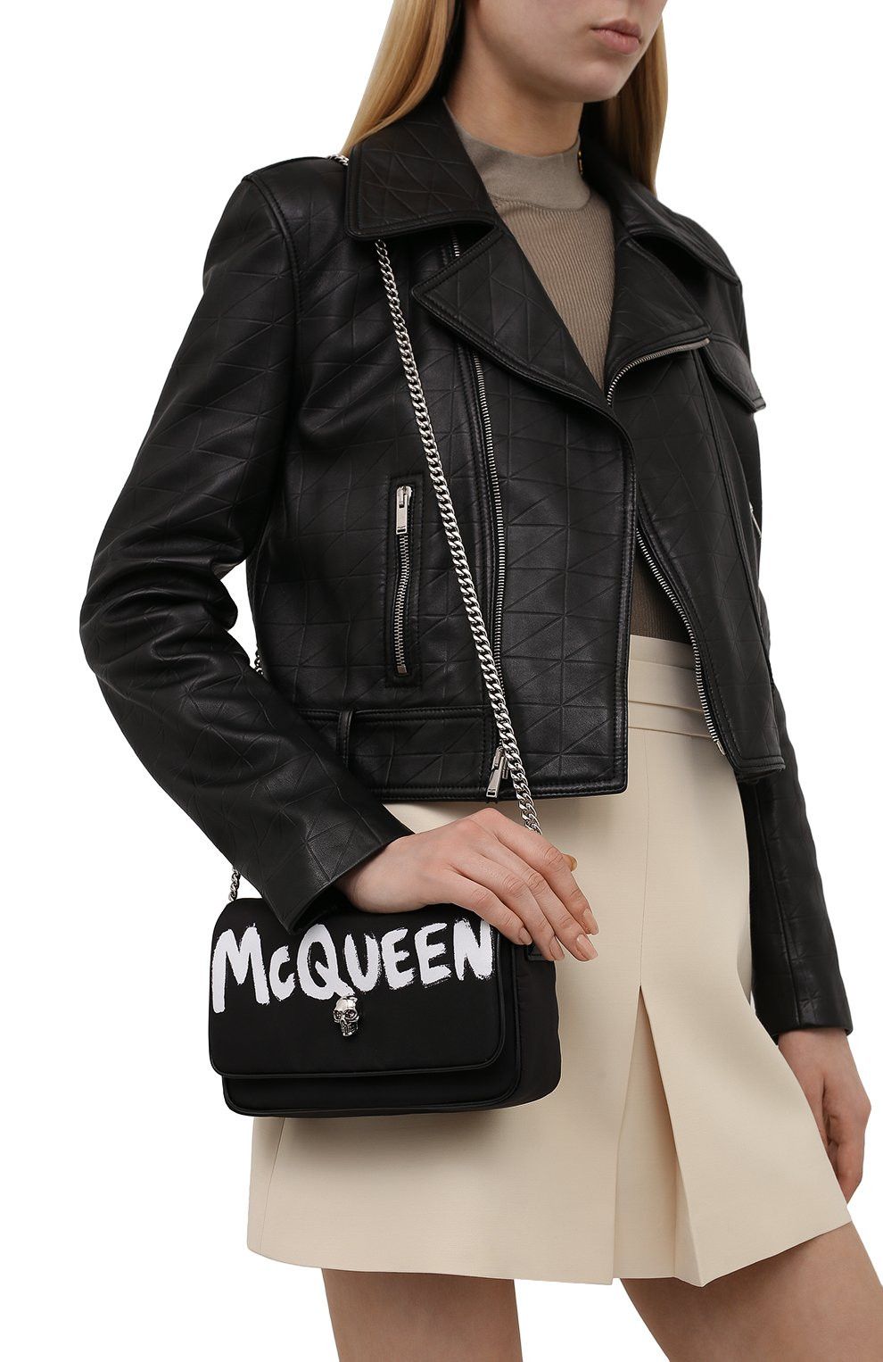 Alexander McQueen ALEXANDER MCQUEEN Skull Black nylon Graffiti logo bag Size ONE SIZE - 2 Thumbnail