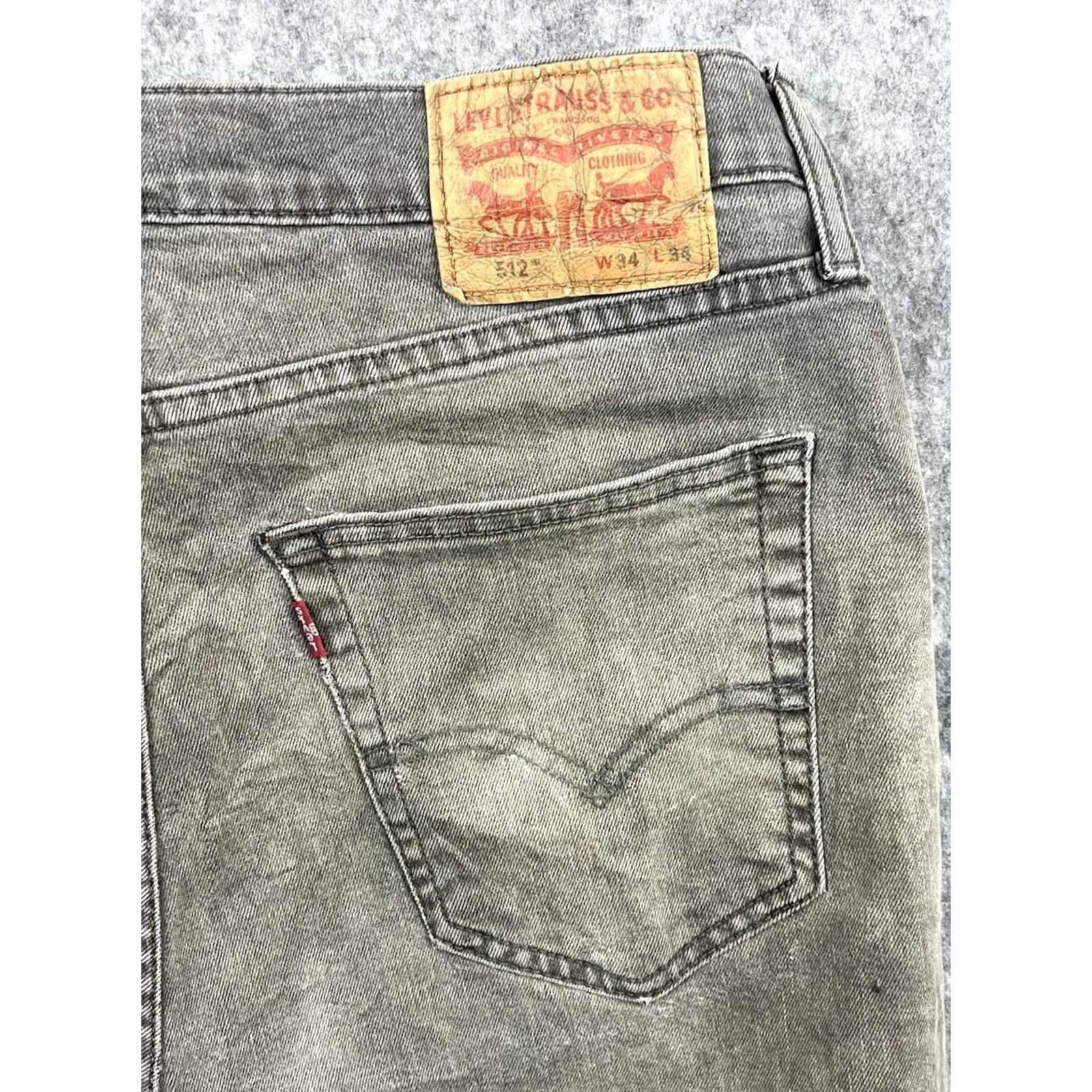 Vintage VINTAGE LEVIS 512 Jeans Slim Tapered 34x34 Distressed Gray Denim 90s Mens Jeans Size US 34 / EU 50 - 5 Thumbnail