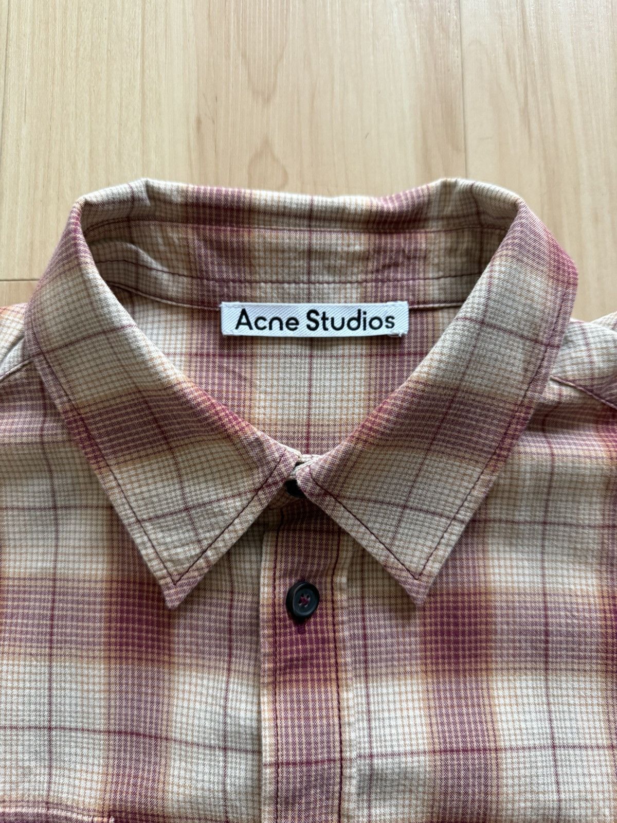 Acne Studios Acne Studios Plaid Button Up Flannel Shirt Orange Beige Size US M / EU 48-50 / 2 - 2 Thumbnail