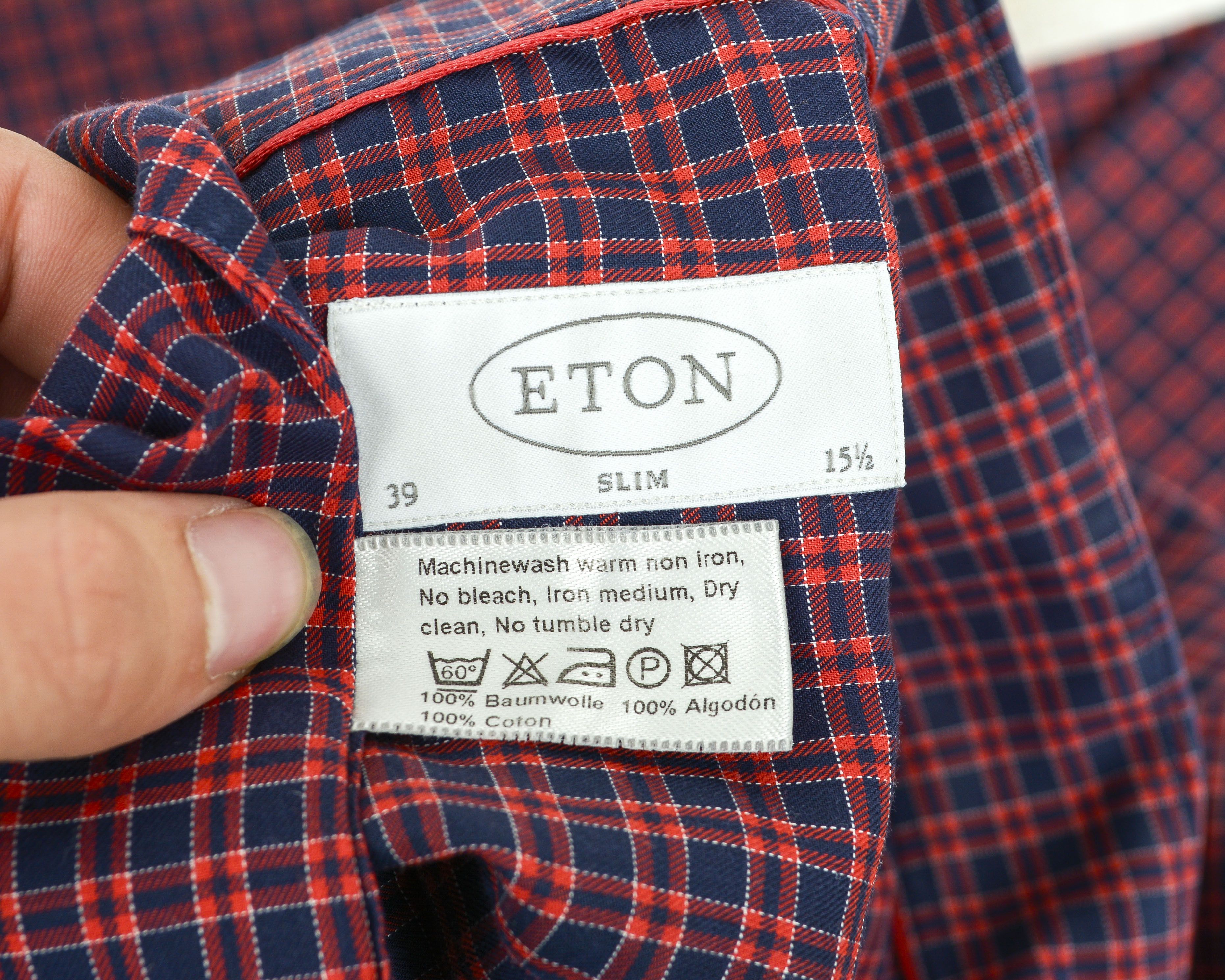 Eton 15 1/2" Size 39 Slim Fit Button Up Shirt Long Sleeved Check Size US S / EU 44-46 / 1 - 5 Thumbnail