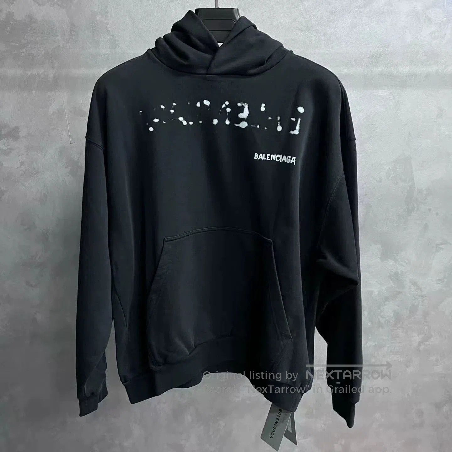 black balenciaga logo printed hoodie.