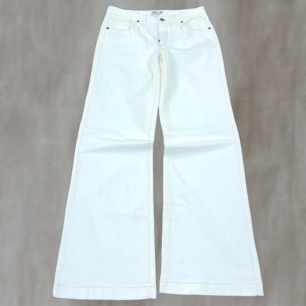 Vintage L.L. Bean Jeans Women 6 White Flared Wide Leg Denim Relaxed Fit Retro Size 28" / US 6 / IT 42 - 1 Thumbnail