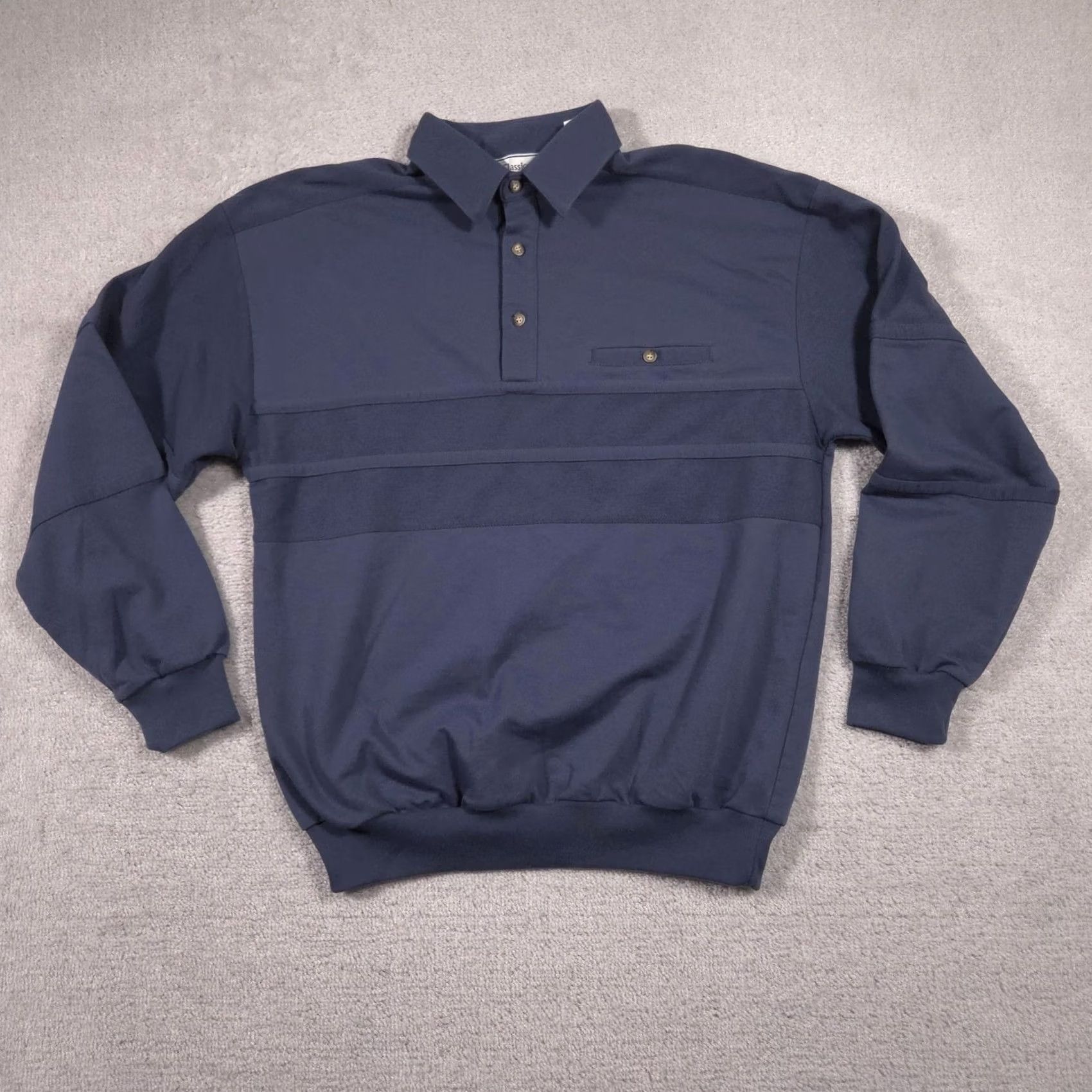 Vintage Classics by Palmland Sweater Mens Large Blue Collared Knit Pullover Long Sleeve Size US L / EU 52-54 / 3 - 2 Thumbnail