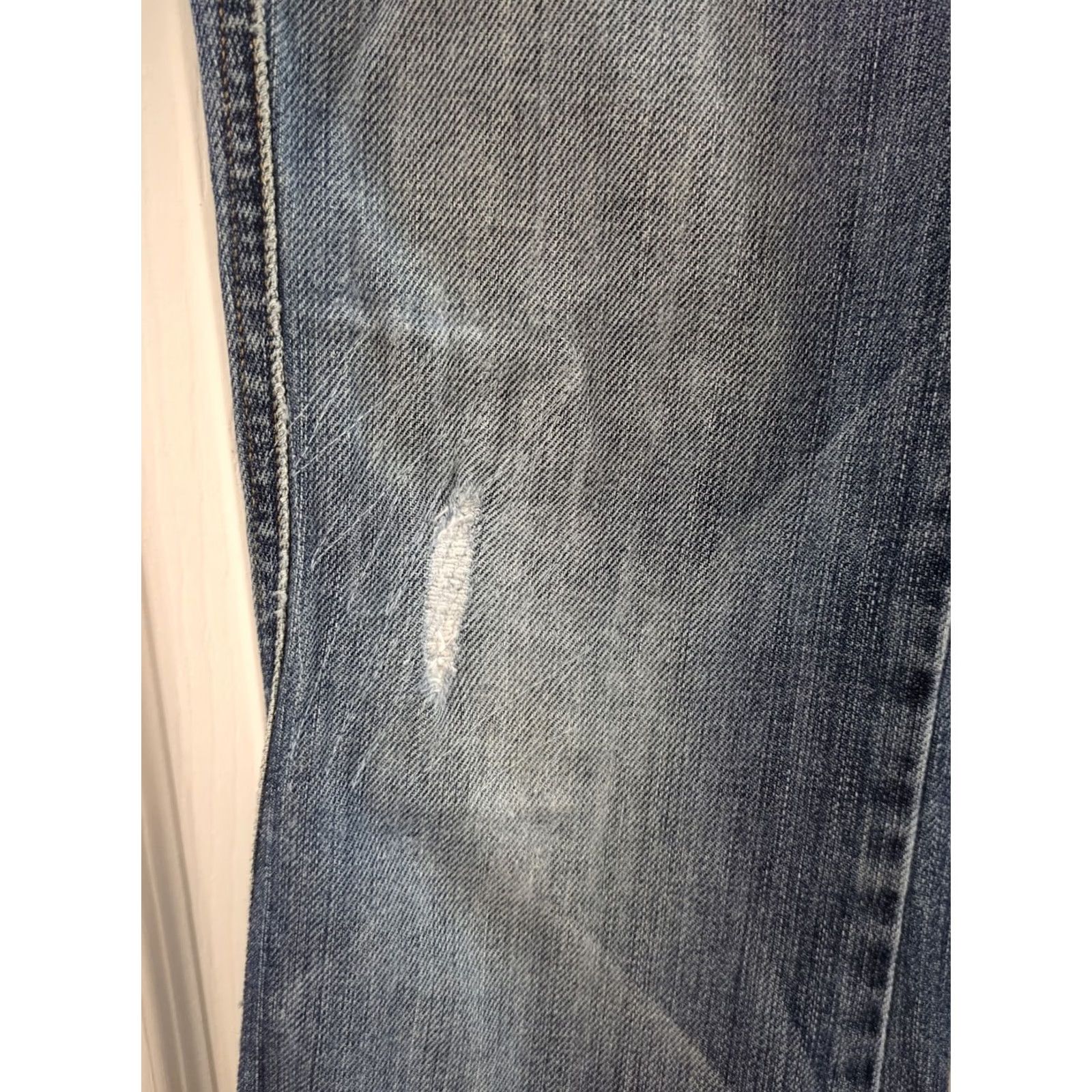 7 For All Mankind 7 For All Mankind Jeans 29 Womens Blue Flared Denim Distressed 5-Pocket Zip Belt Loops Inseam 31 Stonewash Medium Wash Size 29" - 3 Thumbnail
