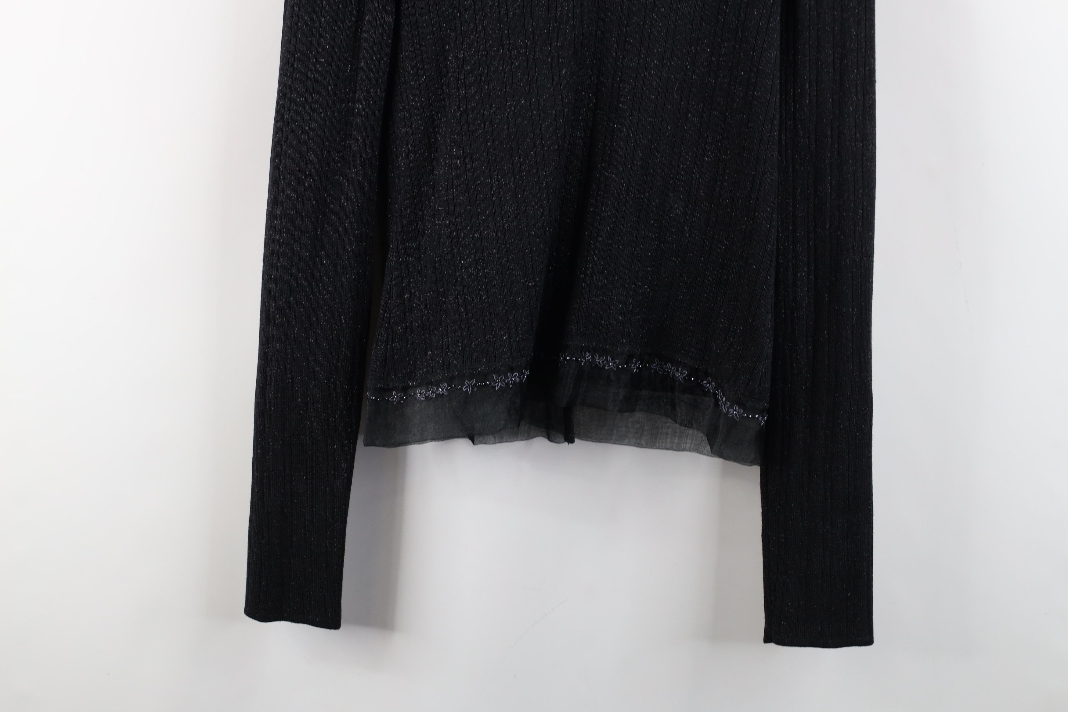 Vintage Vintage 90s Cache Flower Lace Ribbed Knit Cardigan Sweater Size M / US 6-8 / IT 42-44 - 13 Thumbnail