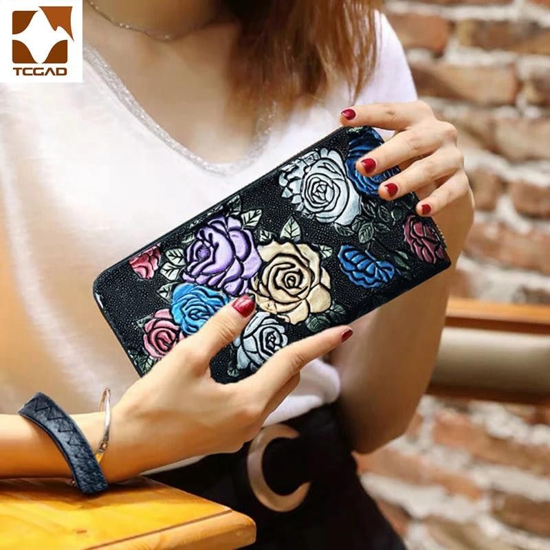 Other Rose Flower Pattern Long Wristlet Wallet for Women Size ONE SIZE - 3 Thumbnail