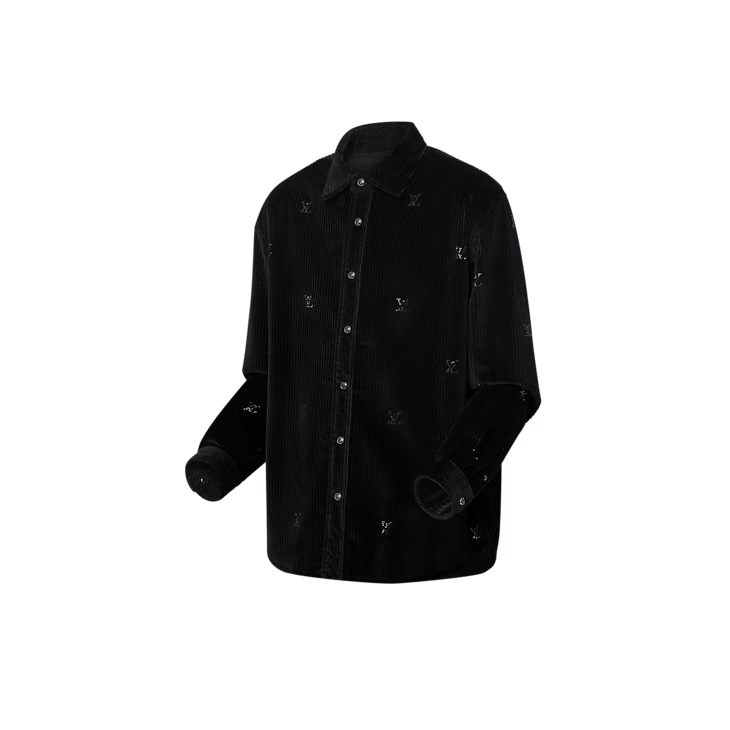 Louis Vuitton Long-Sleeved LV Blason Embellished Corduroy Shirt Size US XL / EU 56 / 4 - 3 Thumbnail