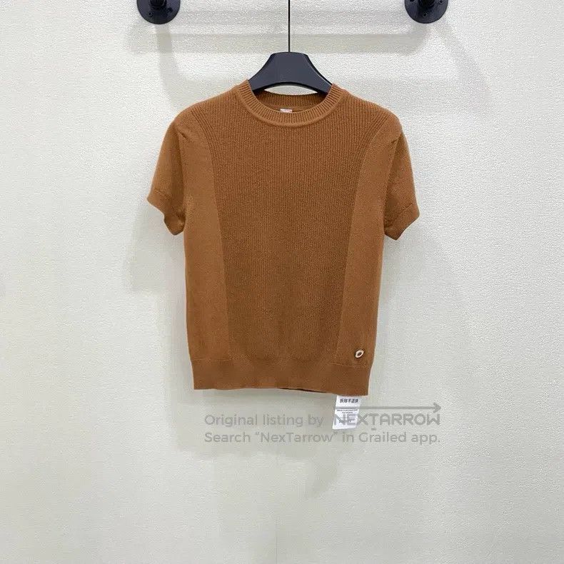 Hermes Metal Logo Round Neck Knit Short Sleeve