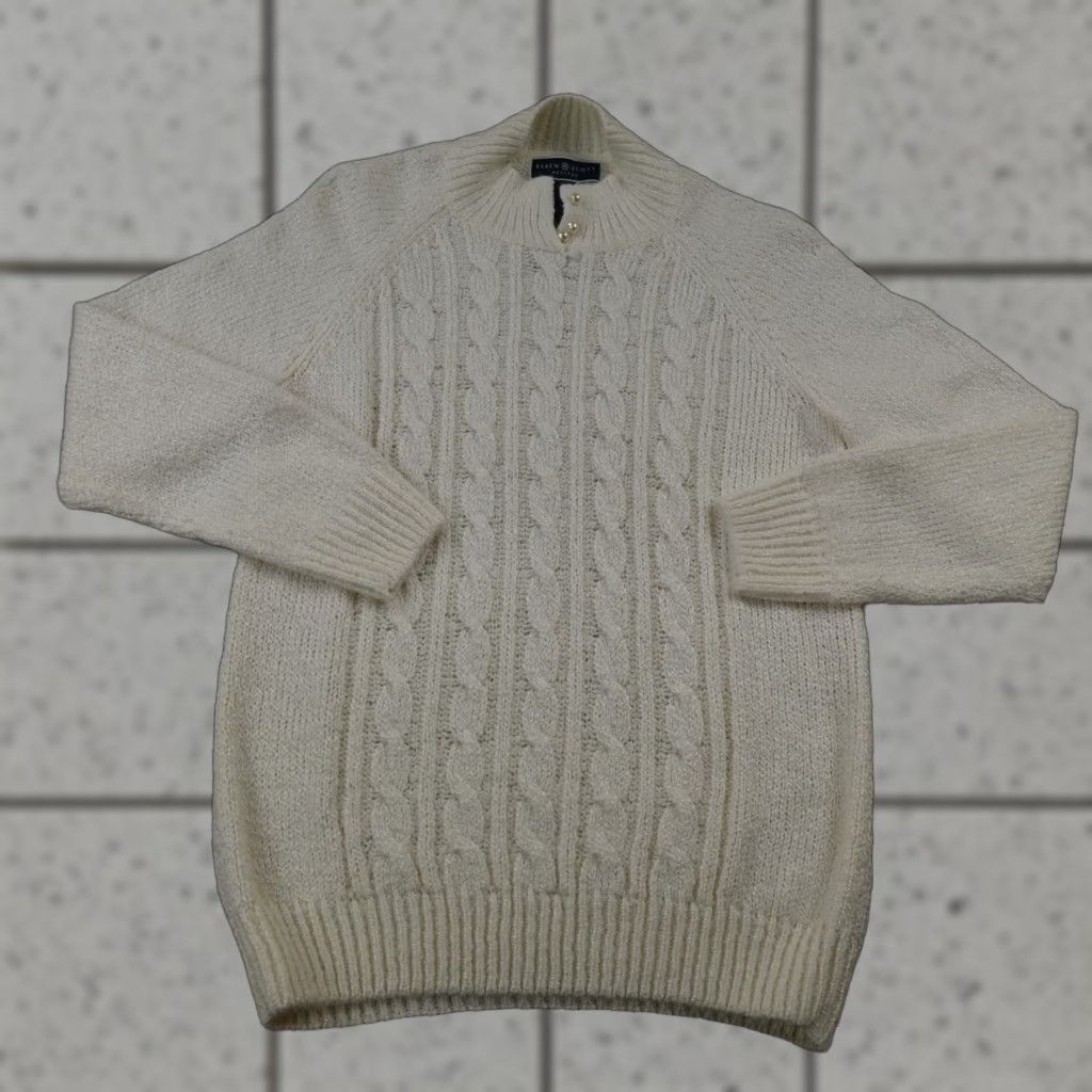 Vintage Fisherman Sweater Womens PM White Irish Aran Cable Knit Pullover Sweatshirt Size M / US 6-8 / IT 42-44 - 1 Thumbnail