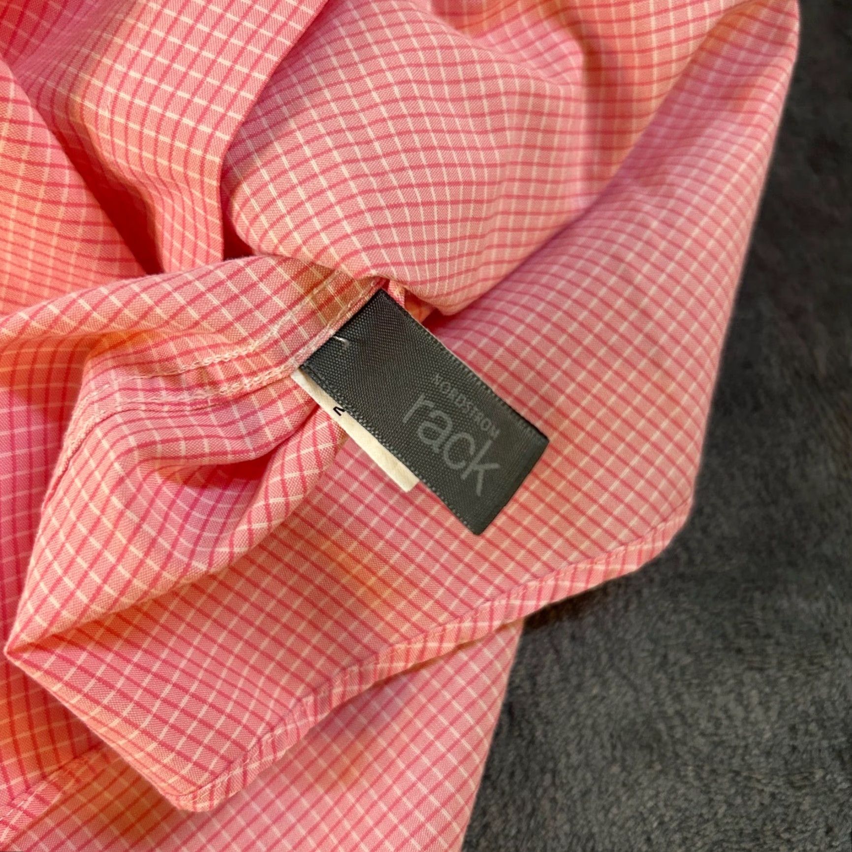 Nordstrom Nordstrom Dress Shirt Pink Gingham Check Trim Fit Long Sleeve Mens 15 1/2 Size 42R - 4 Thumbnail