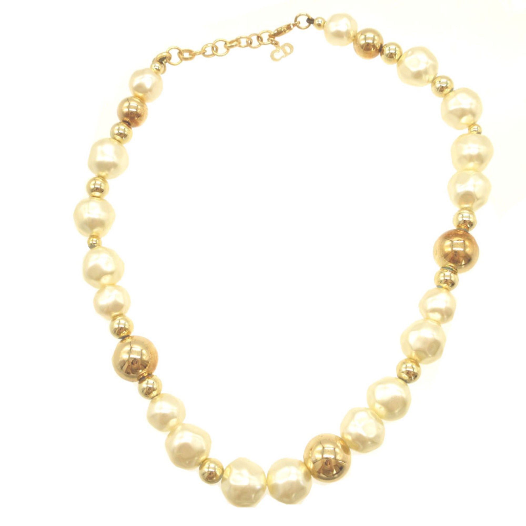 Dior Excellent condition Christian Dior vintage faux pearl metal gold choker necklace 0090 Size ONE SIZE - 1 Thumbnail