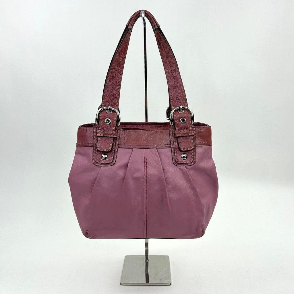 2010 Coach purple-pink leather shoulder bag silver hardware