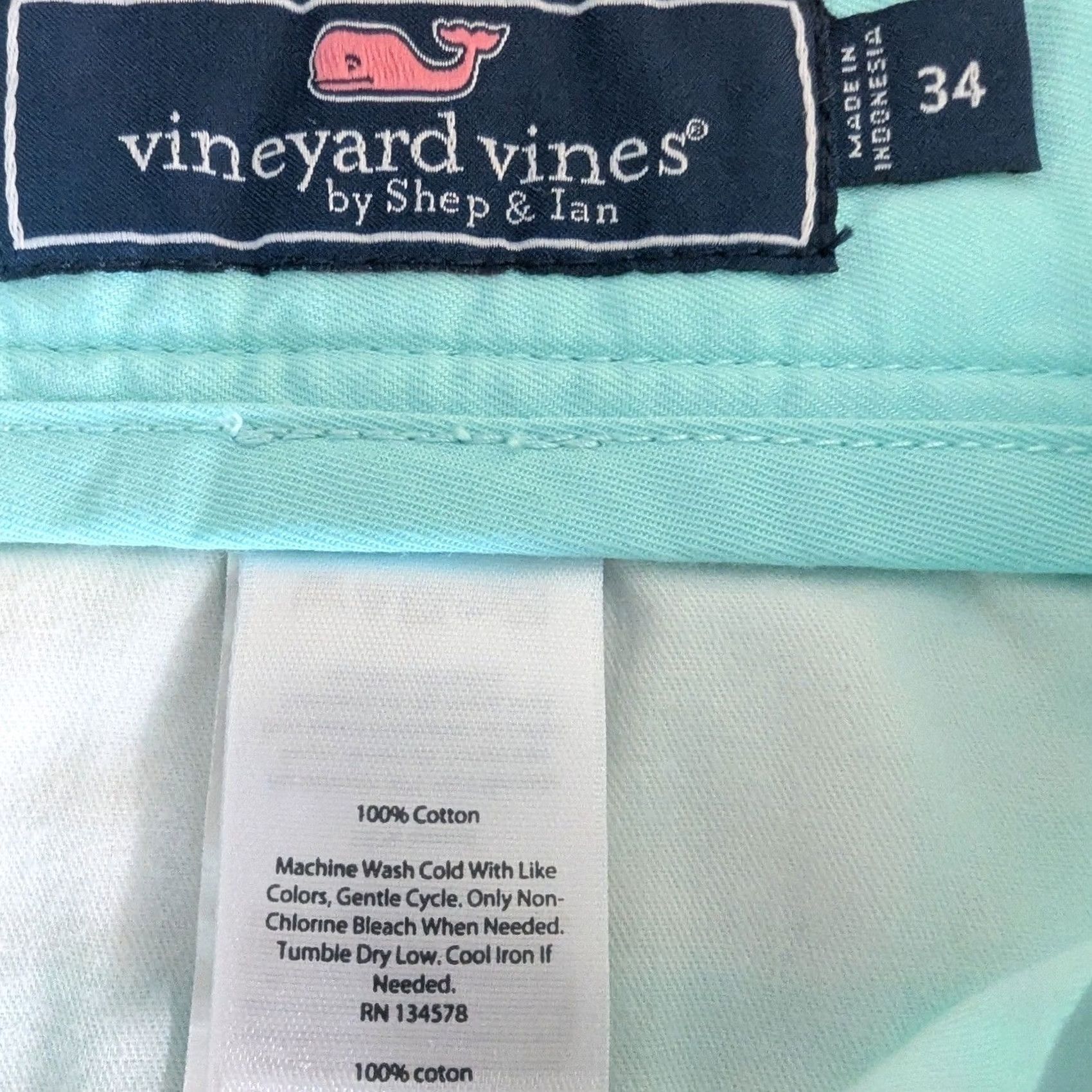 Vineyard Vines Vineyard Vines Club Short Aqua Turquoise Blue Cotton Chino 9 in Inseam Sz 34W Size US 34 / EU 50 - 6 Thumbnail