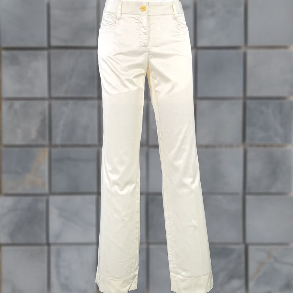 Dolce & Gabbana DOLCE & GABBANA Size 6 White Cotton Blend Twill Flat Front Pants Women Casual Flat Front Twill White 6 IT 42 Mens Womens Boys Girls Size 28" / US 6 / IT 42 - 1 Thumbnail