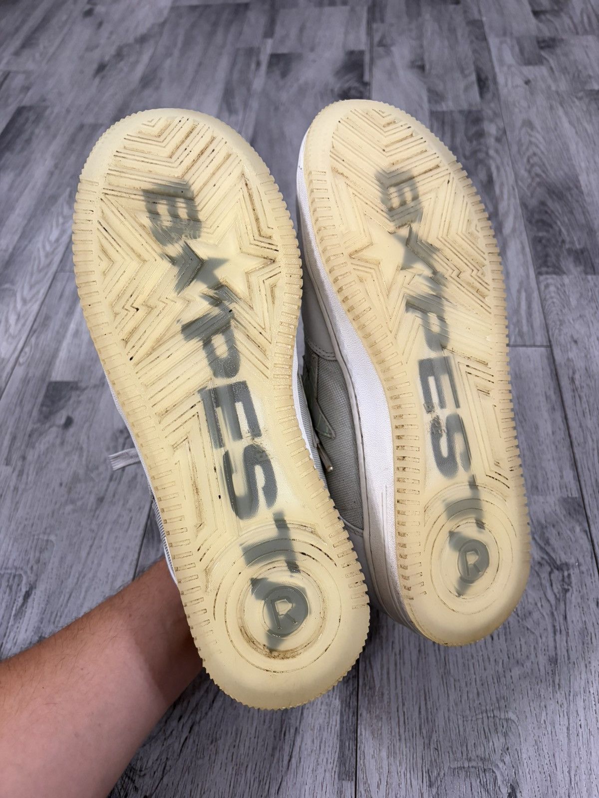Bape BAPESTA #1 M2 Light Grey Leather Sneakers Size US 10 / EU 43 - 13 Thumbnail