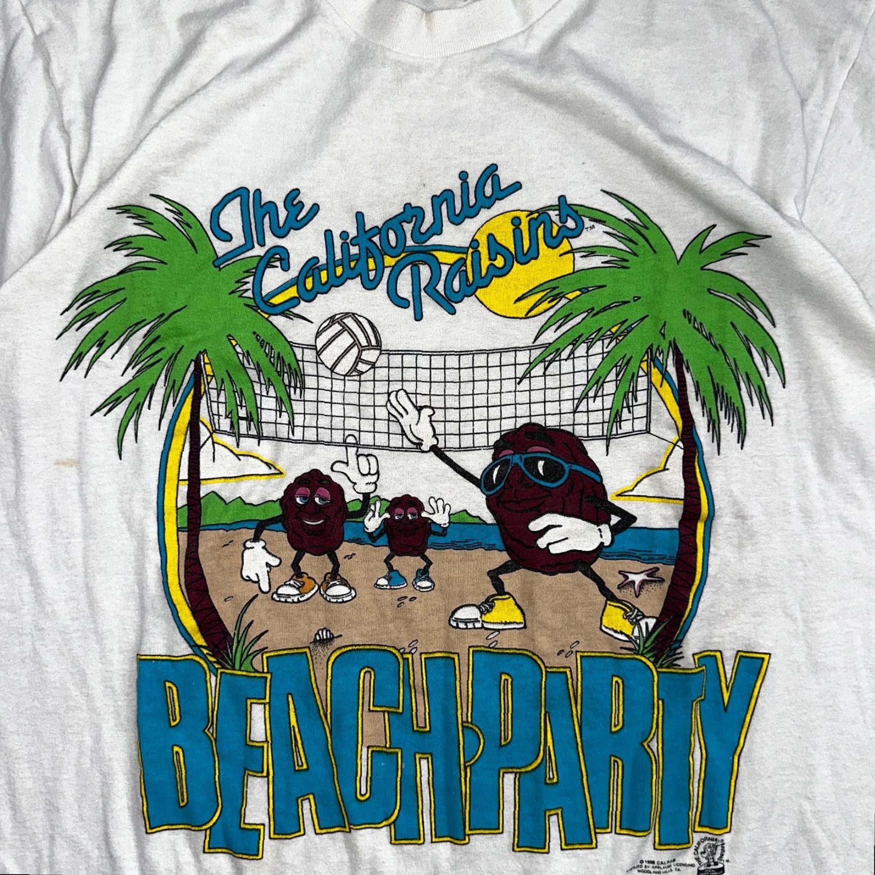 Vintage 1988 The California Raisins VTG T Shirt Beach Party Volleyball Palm Trees 80s Men L White Crew Neck Short Sleeve Vintage Graphic Print Size Regular Size US L / EU 52-54 / 3 - 2 Thumbnail