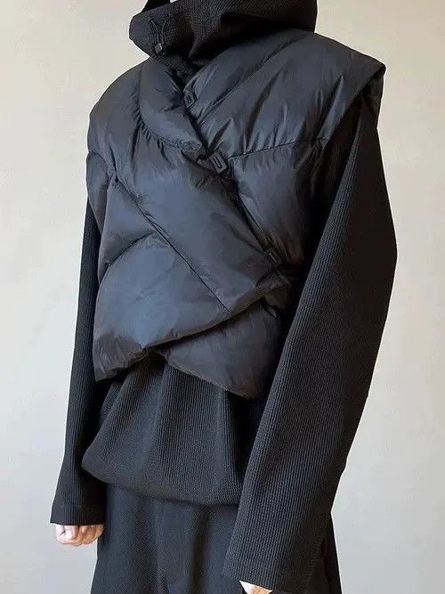 Japanese Brand Riruuko x natsu Quilted Baggy Black Vest Size US L / EU 52-54 / 3 - 1 Thumbnail