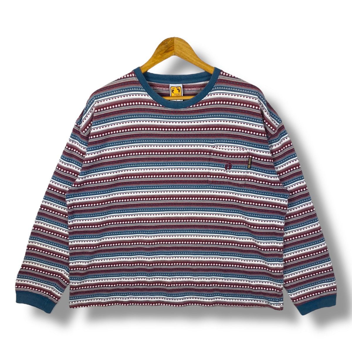 Vintage 90's HANG TEN Tom Tom Striped Longsleeve Hawaiian