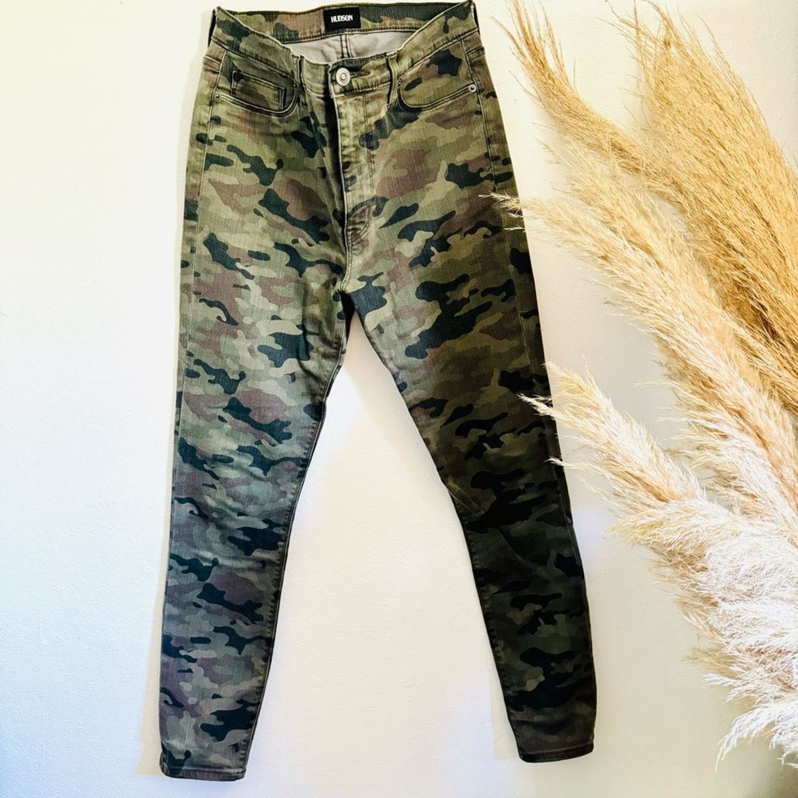 Hudson HUDSON Tan Olive Camo High Rise Super Skinny Leg Denim Jeans Size 28" / US 6 / IT 42 - 2 Thumbnail