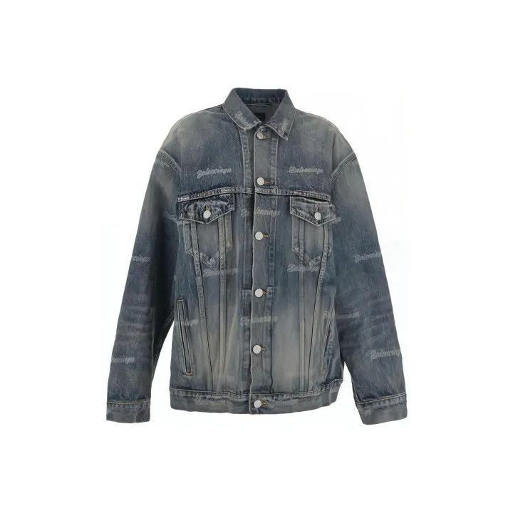 Balenciaga Balenciaga Logo Print Denim Jacket for Women 0079-2507 Size XS / US 0-2 / IT 36-38 - 1 Thumbnail