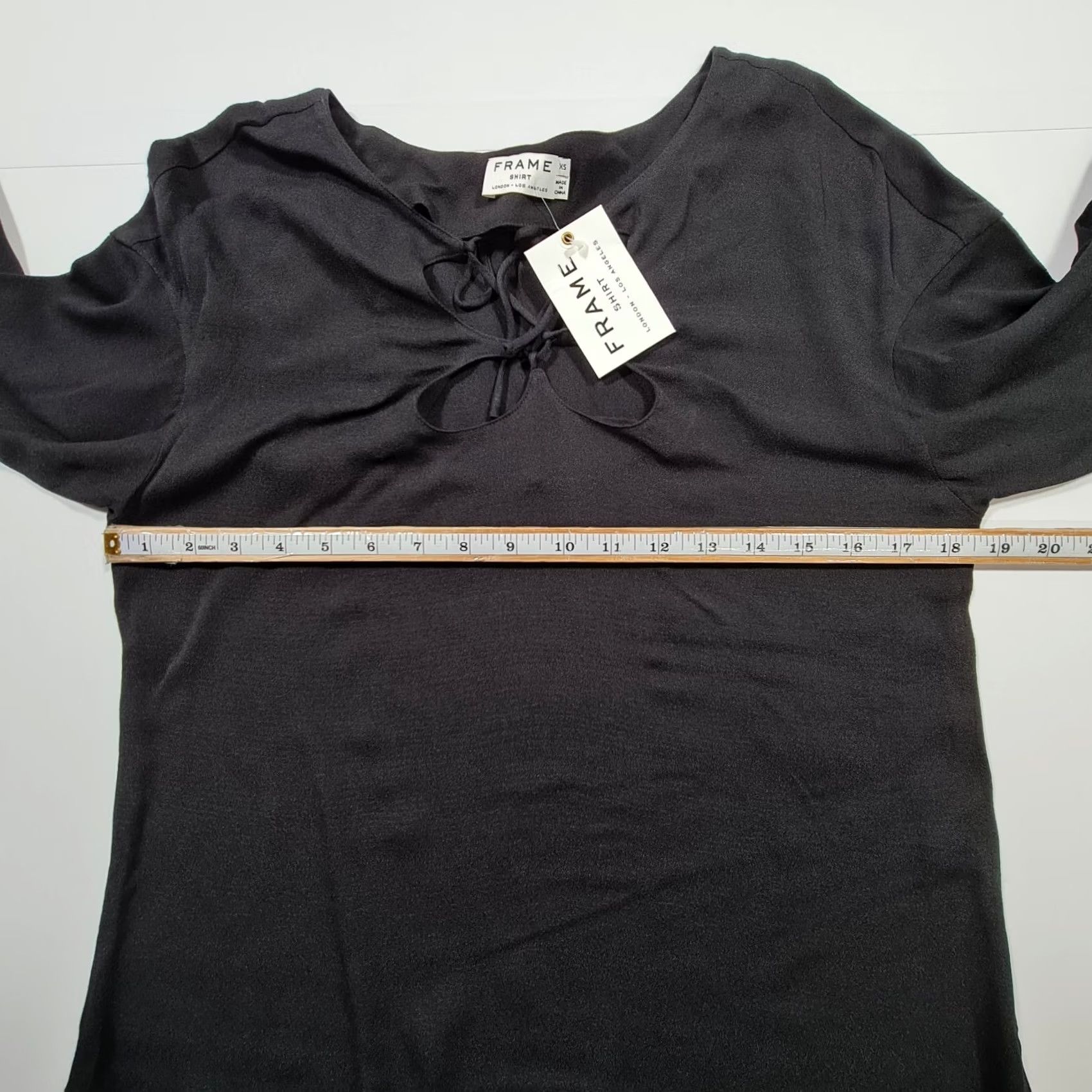 Frame FRAME Womens Top Black XS 3/4 Sleeve Lightweight Relaxed Fit Blouse Top Size XS / US 0-2 / IT 36-38 - 4 Thumbnail