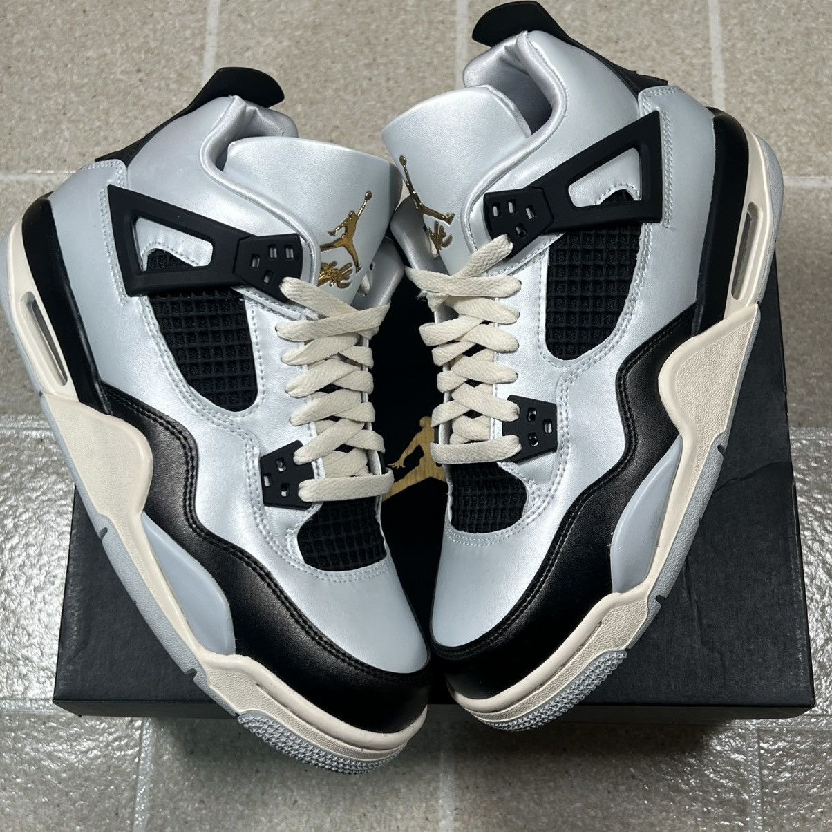 Jordan Brand × Nike Air Jordan 4 Retro GS Pure Platinum Metallic Gold Shoes 7y Size US 8.5 / IT 38.5 - 1 Thumbnail