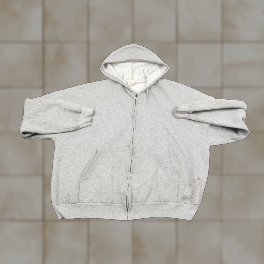 Hanes Hanes Hoodie Mens 2XL Gray Full Zip Sweatshirt 90s Cotton Casual Vintage Zip Hooded Sweatshirt Swing Tag? Size US XXL / EU 58 / 5 - 1 Thumbnail