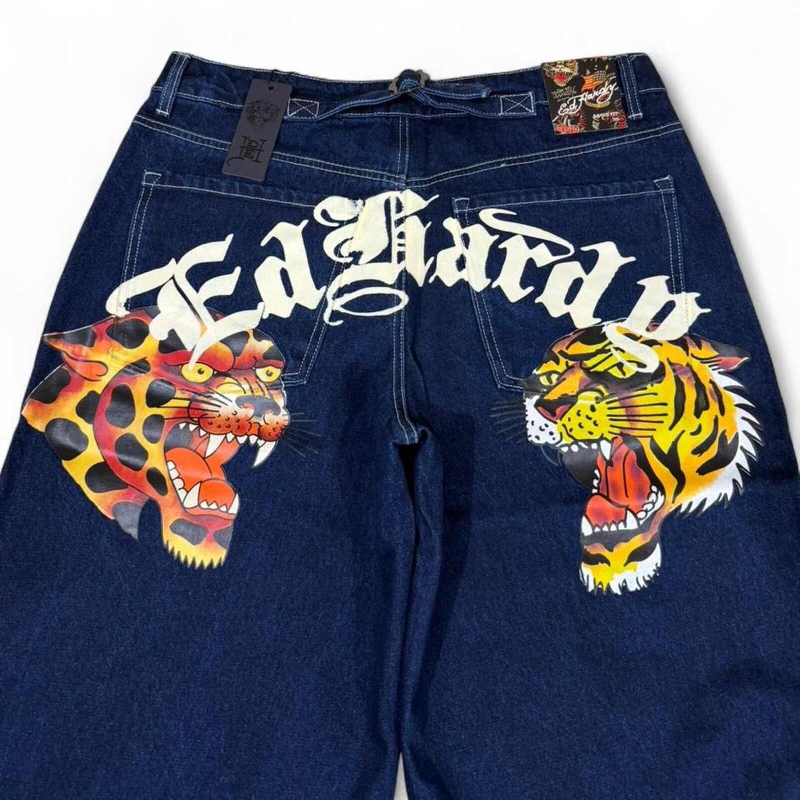 Ed Hardy ED HARDY wide leg tiger print denim jeans Size 34" / US 12 / IT 48 - 2 Thumbnail