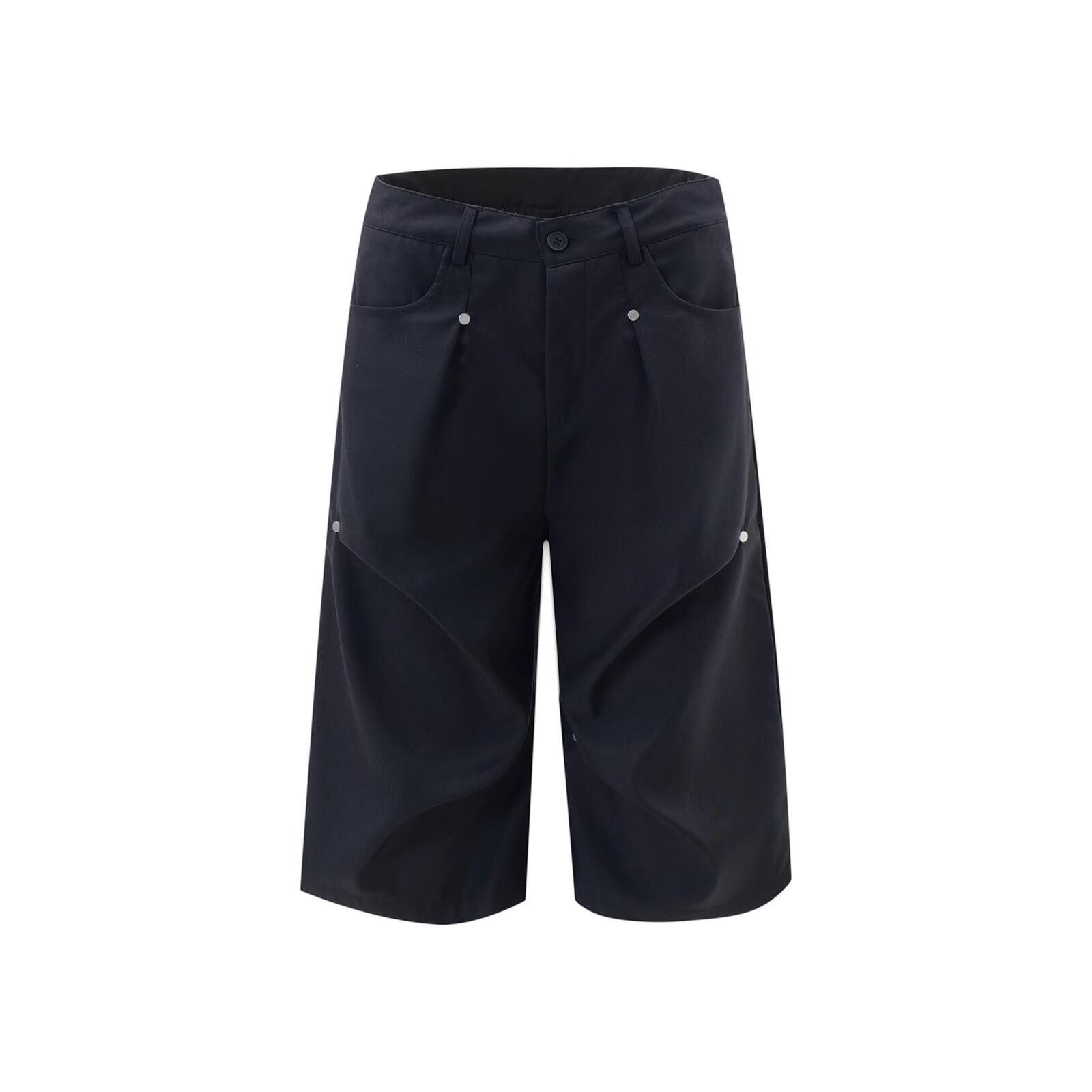 Other Pleated Black Wide-Leg Cargo Bermuda Shorts Size US 28 / EU 44 - 5 Thumbnail