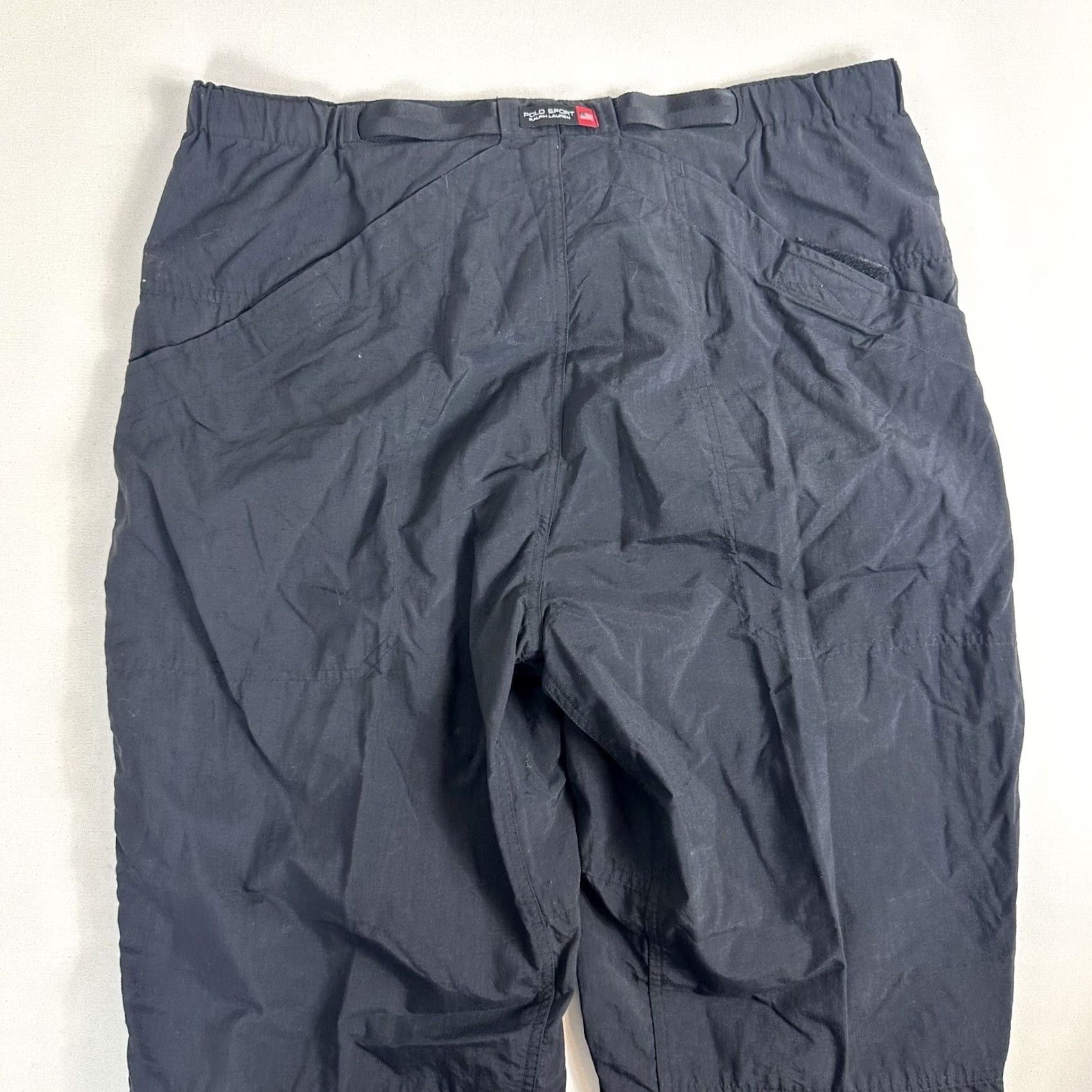 Polo Ralph Lauren VINTAGE Polo Sport Mens XL Black Nylon Foldable Wind Hiking Pants Pockets Belted Regular Inseam 29in Size US XL / EU 56 / 4 - 6 Thumbnail