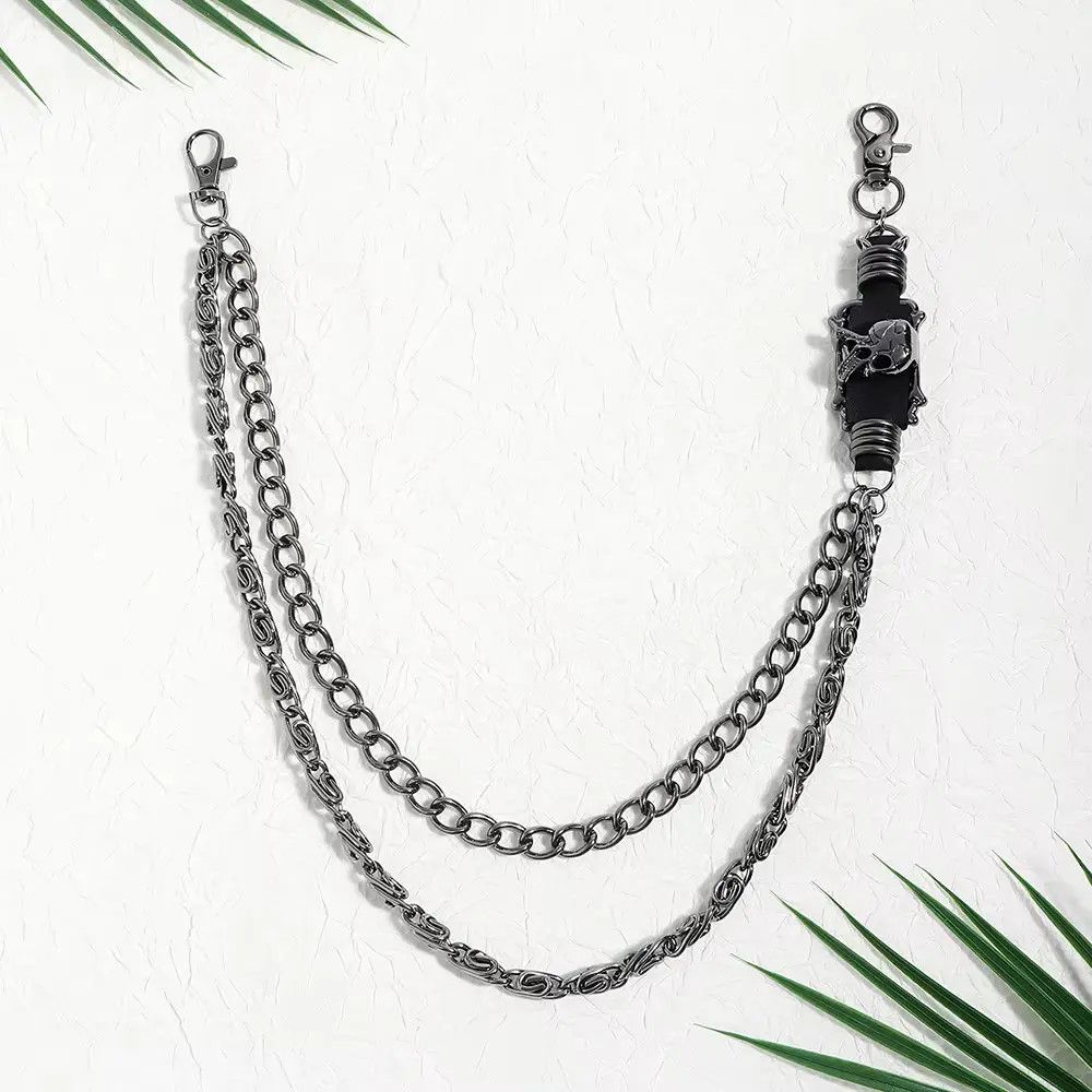 Jewelry Dark Skull Chain Silvery Pants Chain Size ONE SIZE - 5 Thumbnail