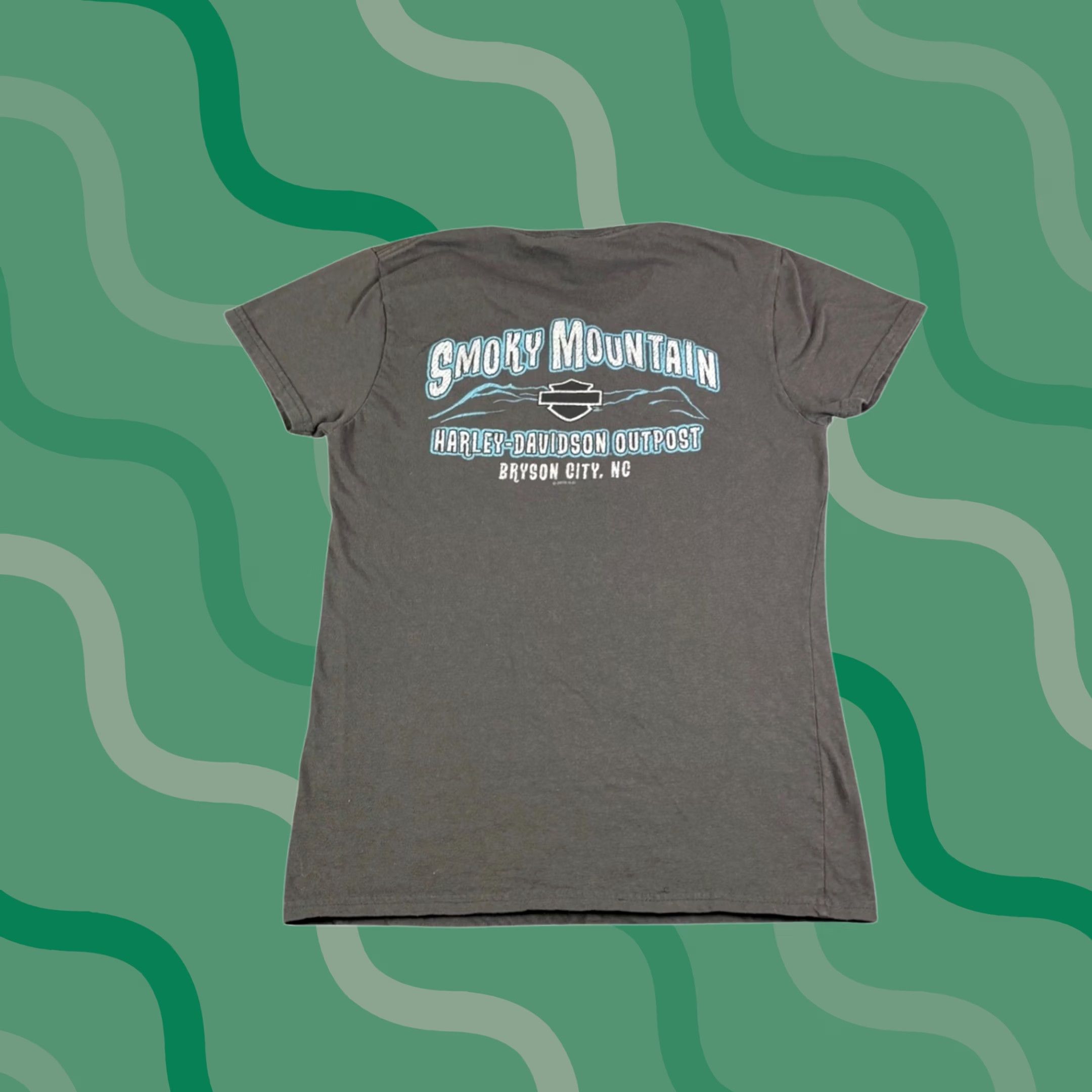 Harley Davidson Harley-Davidson T-Shirt Womens Small Gray Charcoal Smoke Mountain Bear Crew Neck Short Sleeve Jersey 100% Cotton Casual Basic Vintage No Size S / US 4 / IT 40 - 1 Thumbnail