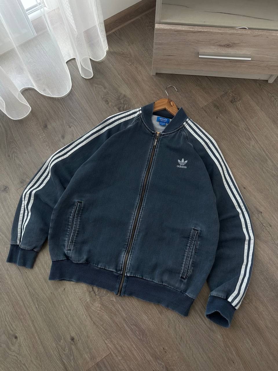 Adidas × Vintage Vintage Adidas Distressed Faded Blue Zip Hoodie Size US XL / EU 56 / 4 - 8 Thumbnail
