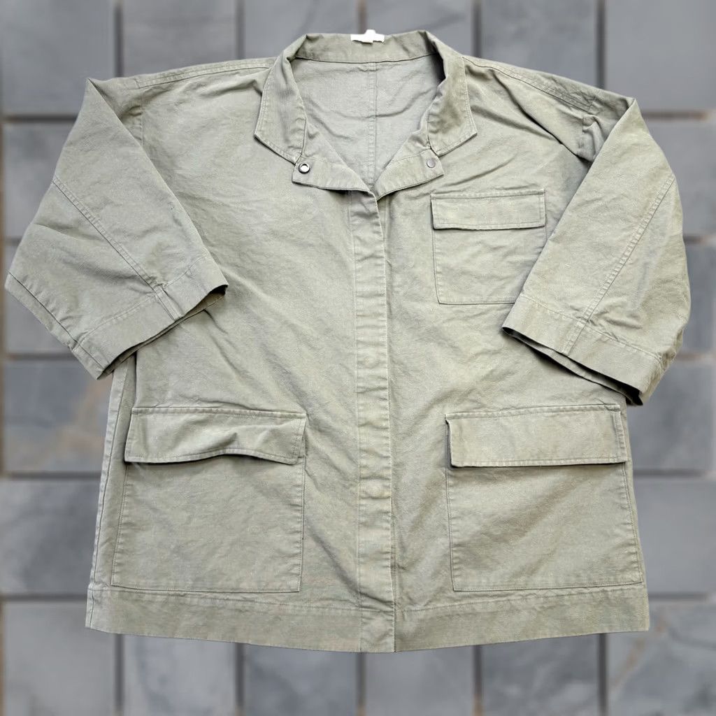 Eileen Fisher Eileen Fisher Jacket Womens Large Sage Green Utility Chore Shacket Cotton Hemp Size L / US 10 / IT 46 - 1 Thumbnail