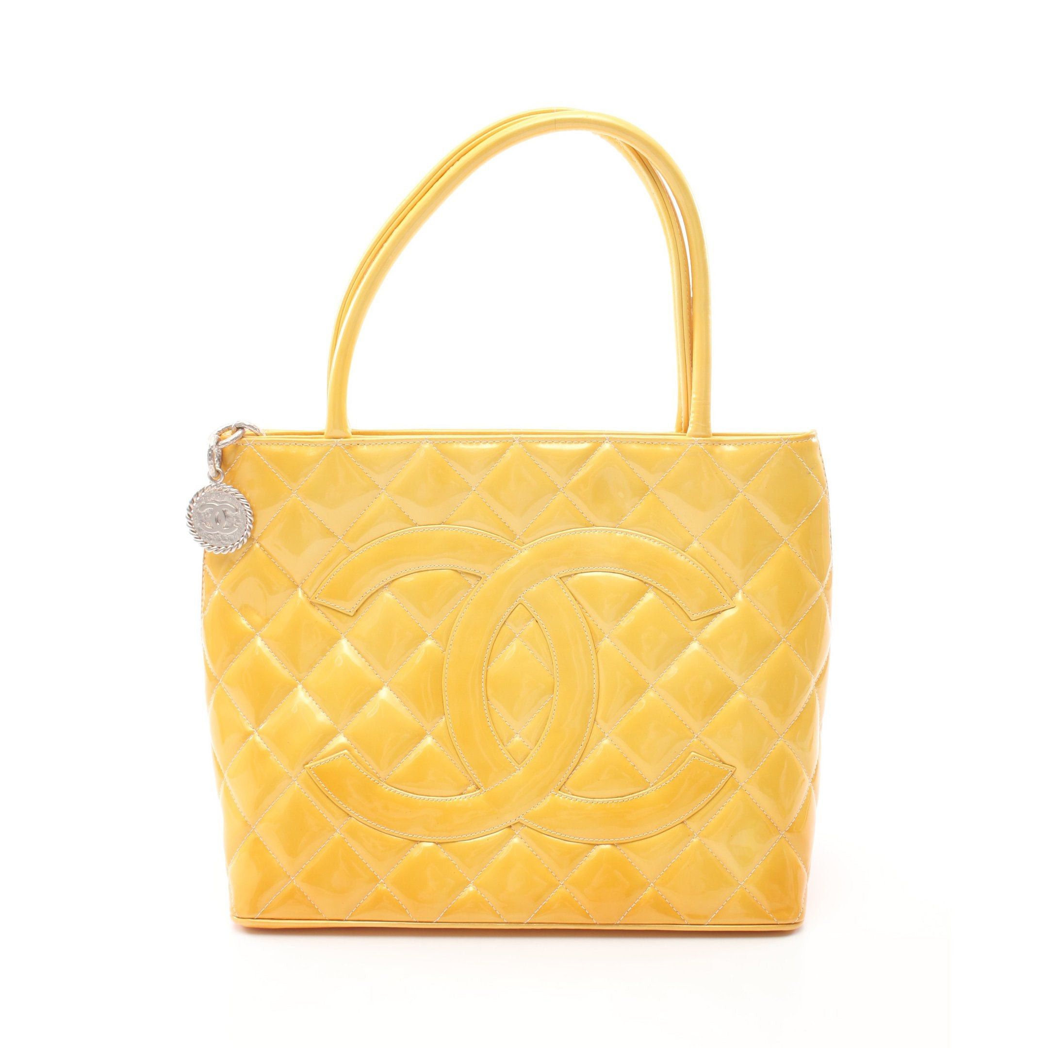 image of Chanel Reissue Tote Handbag Tote Bag Patent Leather Yellow Gold Hardware, Women's