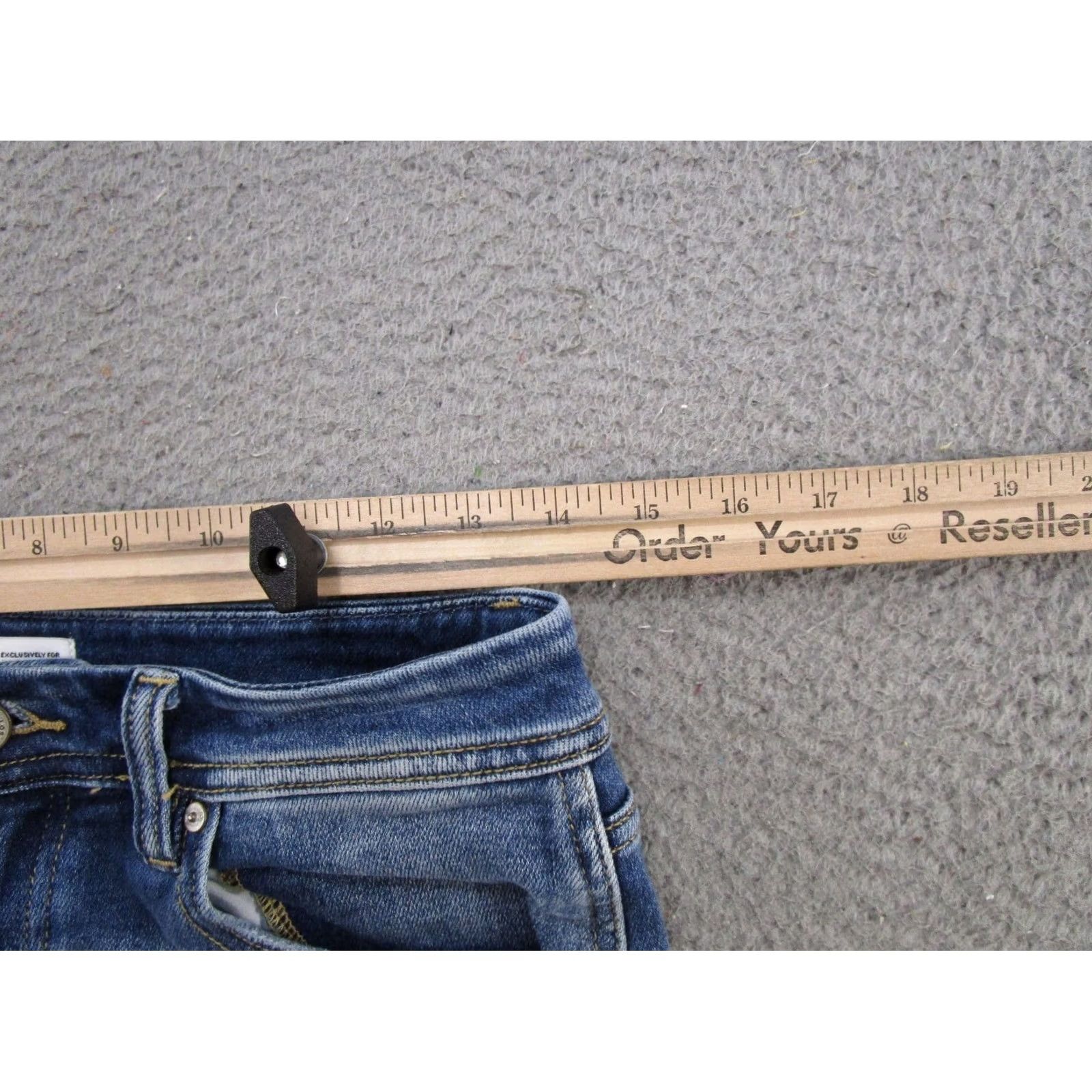 Vintage Kancan Jeans Womens Size 28 Blue Stretch Denim Distressed 5-Pocket Flared Raw Hem Jeans Size 28" / US 6 / IT 42 - 6 Thumbnail
