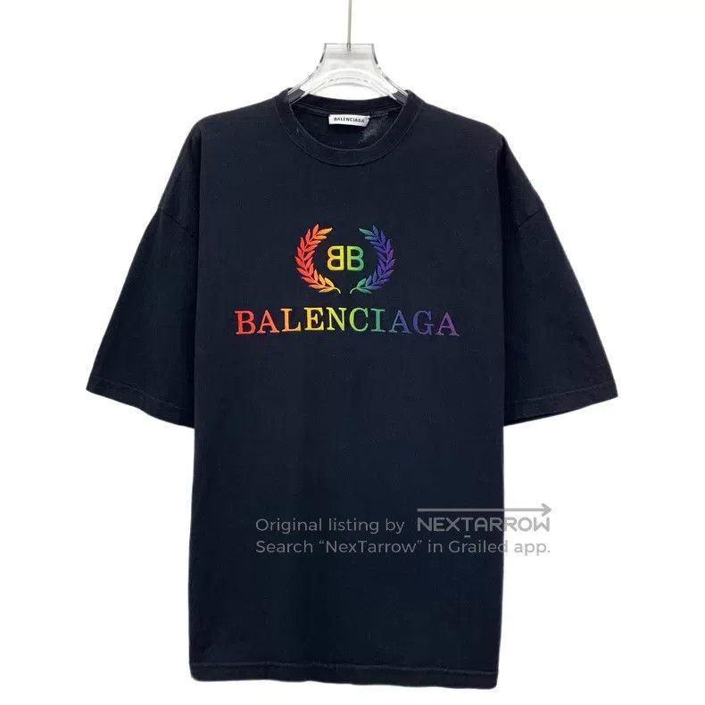 Balenciaga Balenciaga Black Logo Letter Embroidered Cotton Round Neck Size US M / EU 48-50 / 2 - 1 Thumbnail
