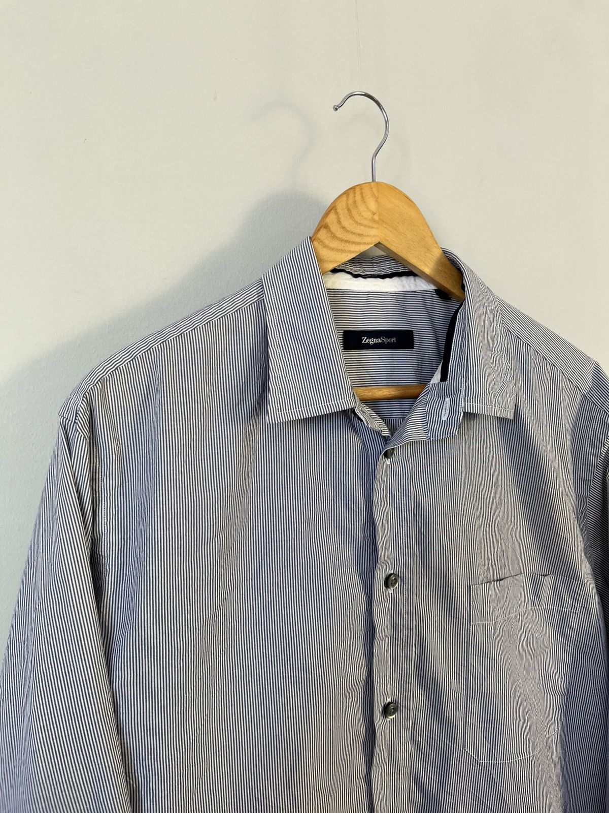 Ermenegildo Zegna Ermenegildo Zegna Luxury Striped Cotton Long Sleeve Shirt Size US L / EU 52-54 / 3 - 2 Thumbnail