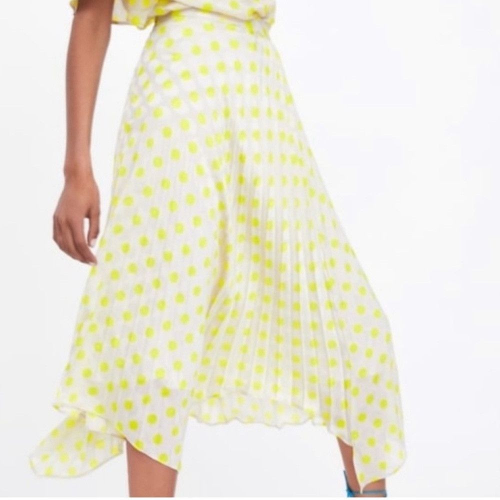 Zara Zara Pleated Polka Dot Skirt Size M Size 30" / US 8 / IT 44 - 1 Thumbnail