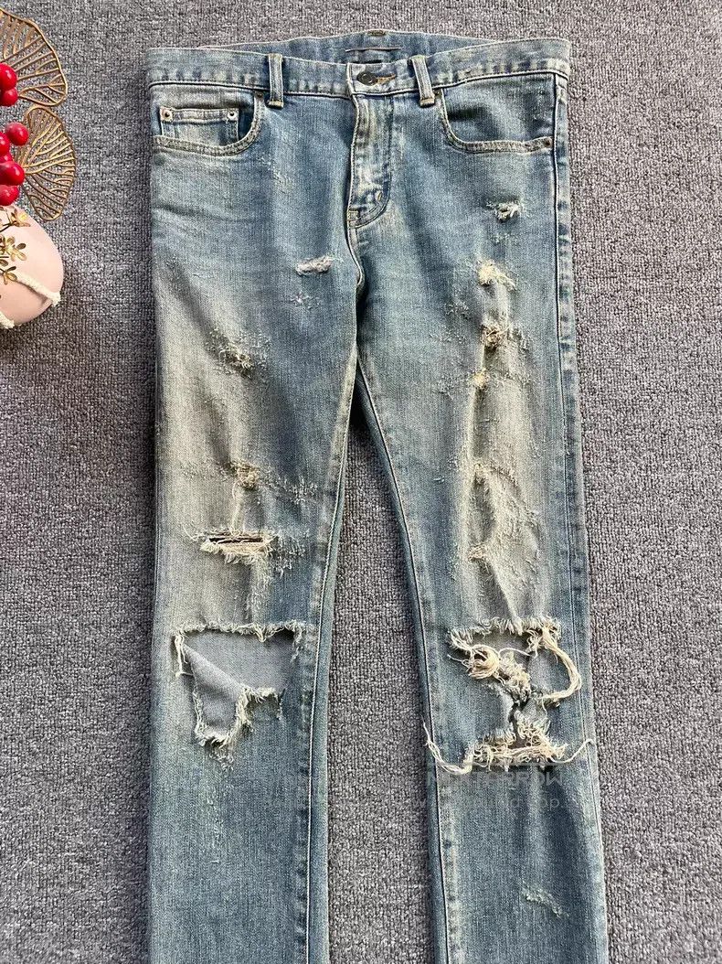 Saint Laurent Paris Saint Laurent Paris Knee Ripped Destroyed Denim Pants i Size US 29 - 3 Thumbnail