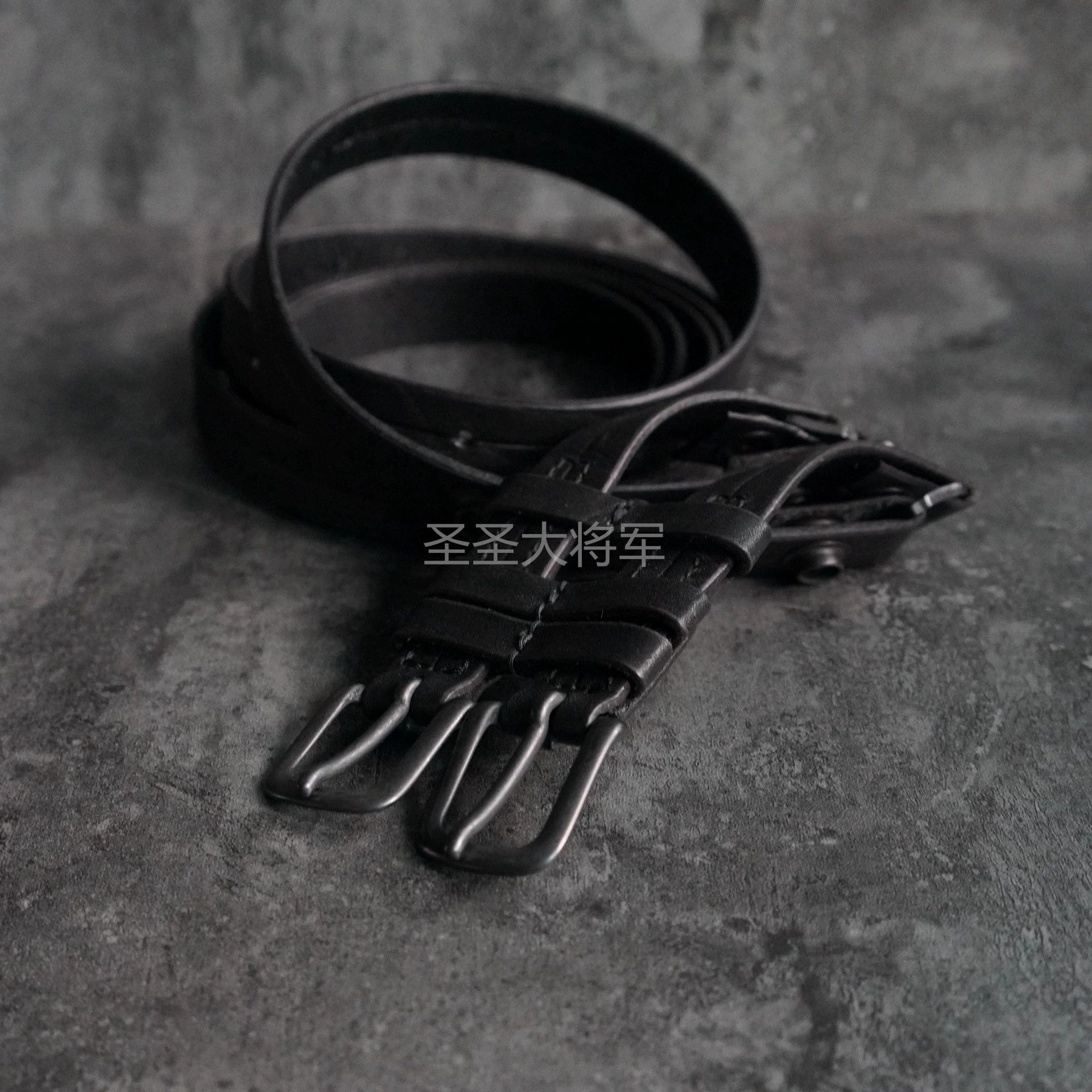 Julius Julius 7 Runway Black Double Strap Leather Belt OS Size ONE SIZE - 3 Thumbnail