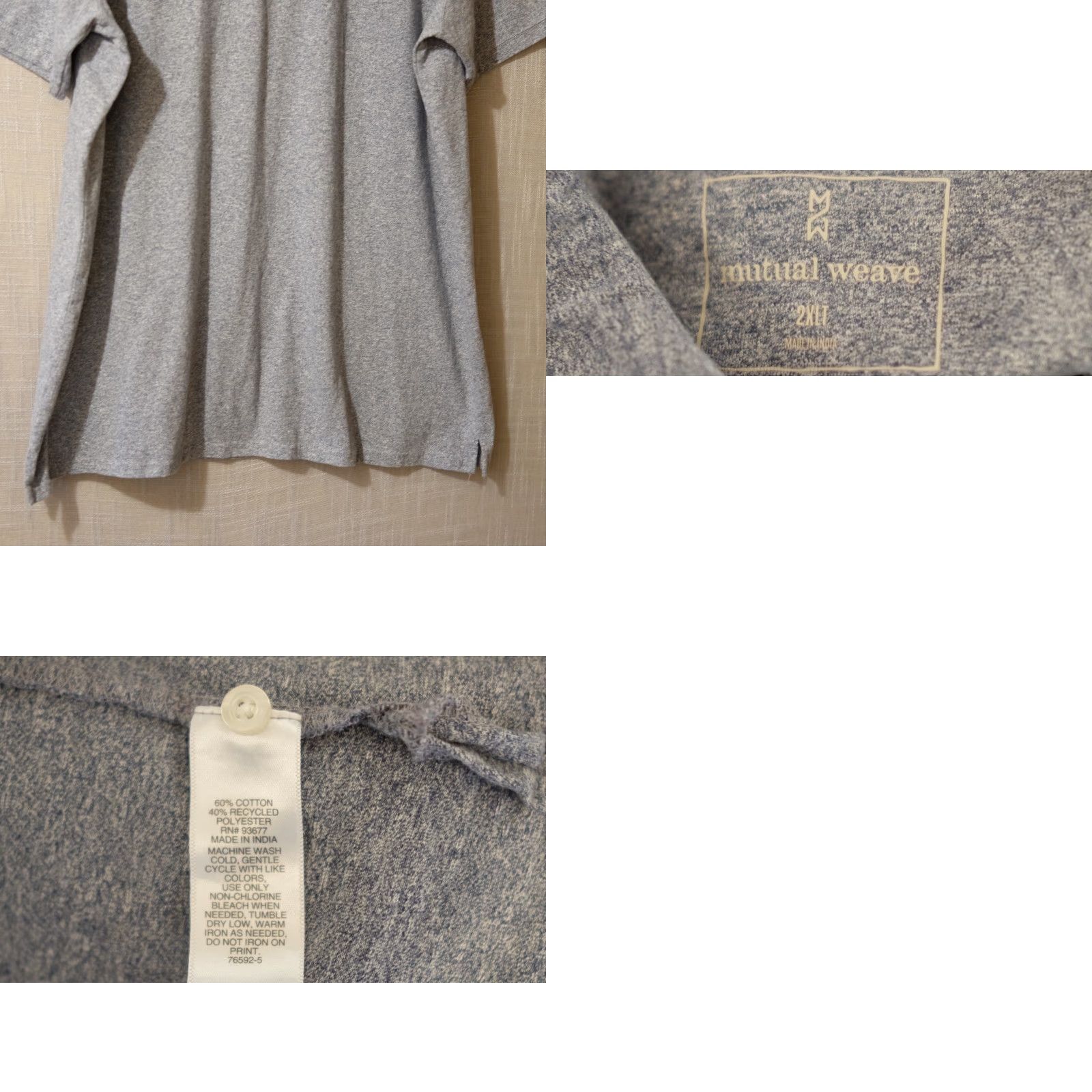 Vintage EUC Mutual Weave 3 Button Pullover Polo Shirt Heather Blue Mens 2XLT Size US XXL / EU 58 / 5 - 8 Thumbnail