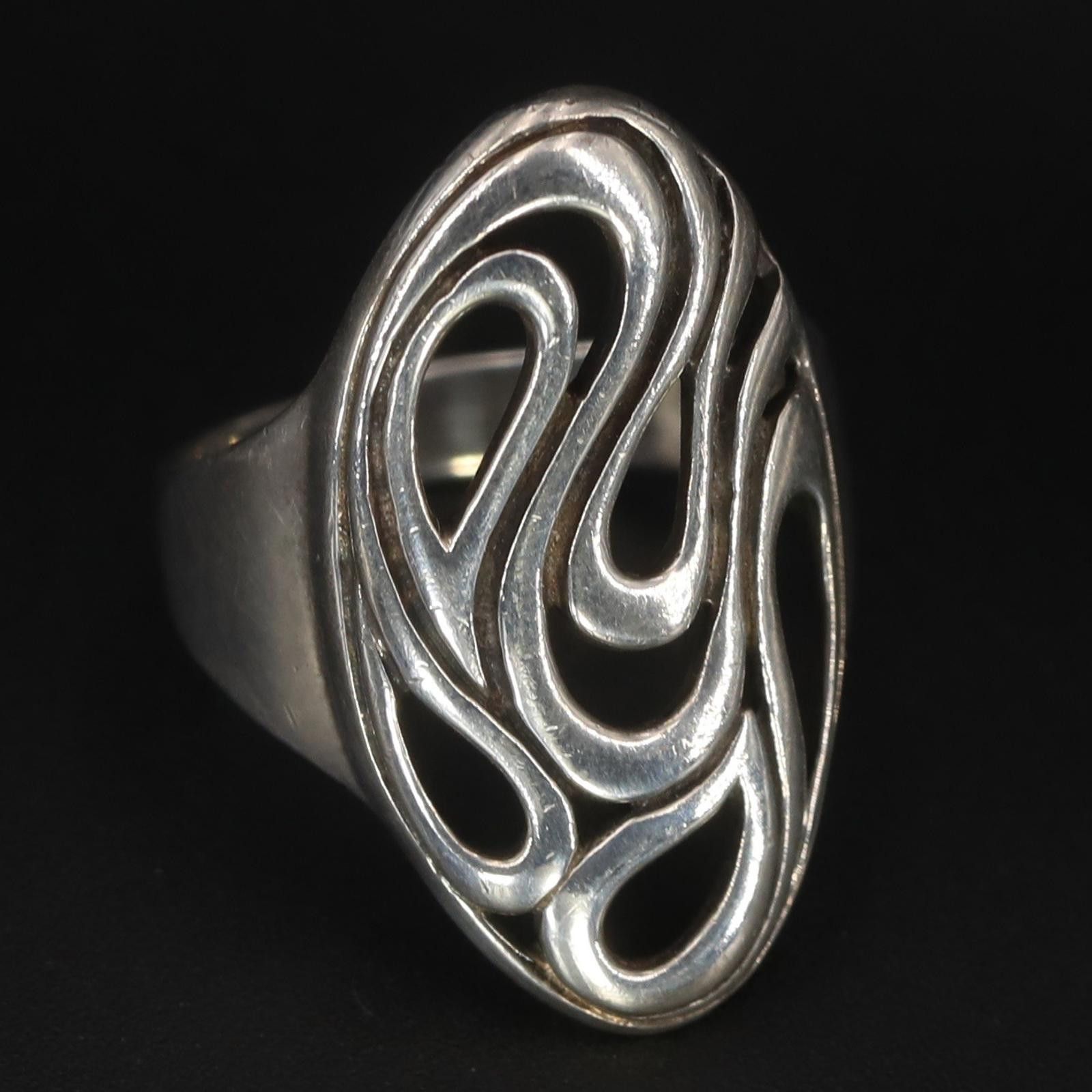 Other Sterling Silver Ati Athra Oval Wavy Teardrop Ring Size 8 Size ONE SIZE - 1 Thumbnail