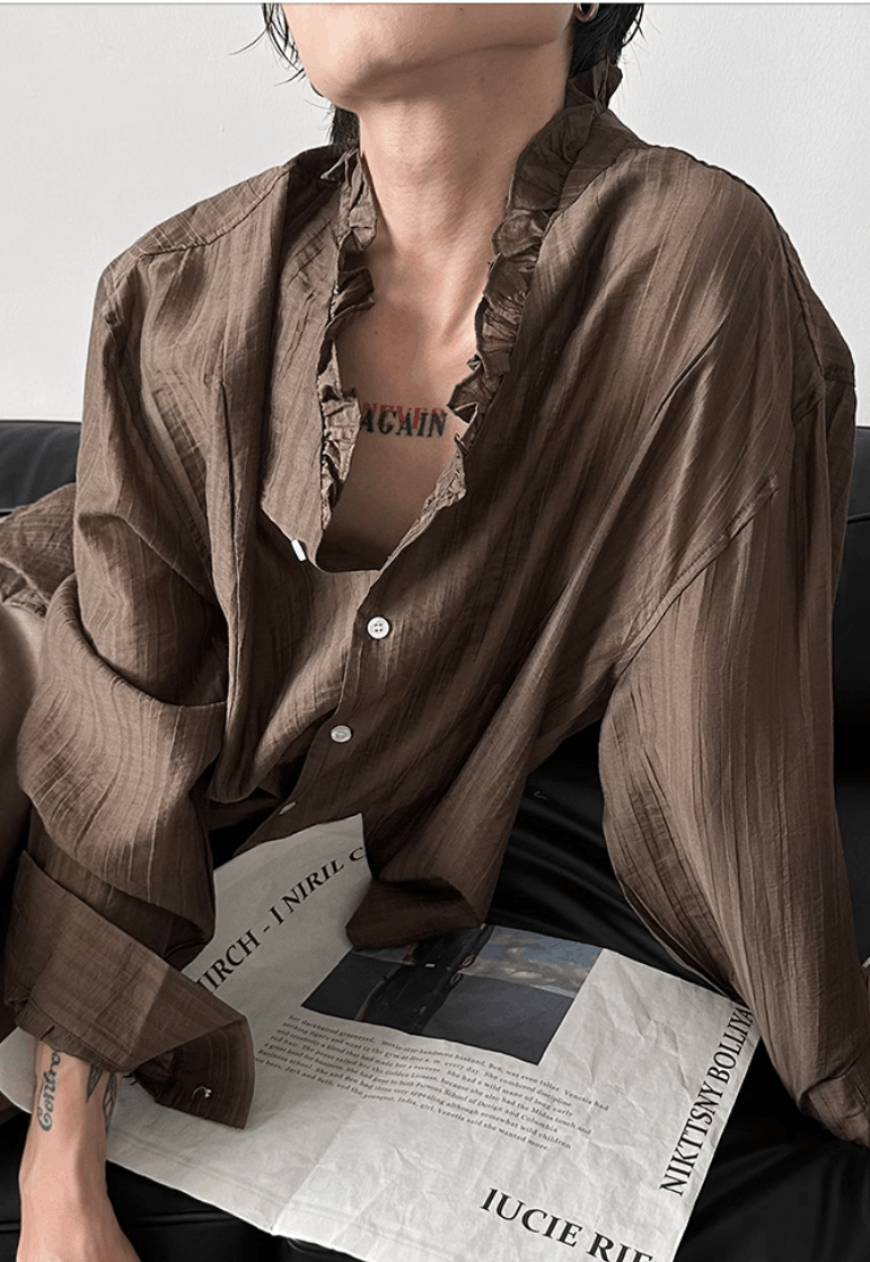 Other Men’s French textured pleated lace shirt Size US M / EU 48-50 / 2 - 13 Thumbnail
