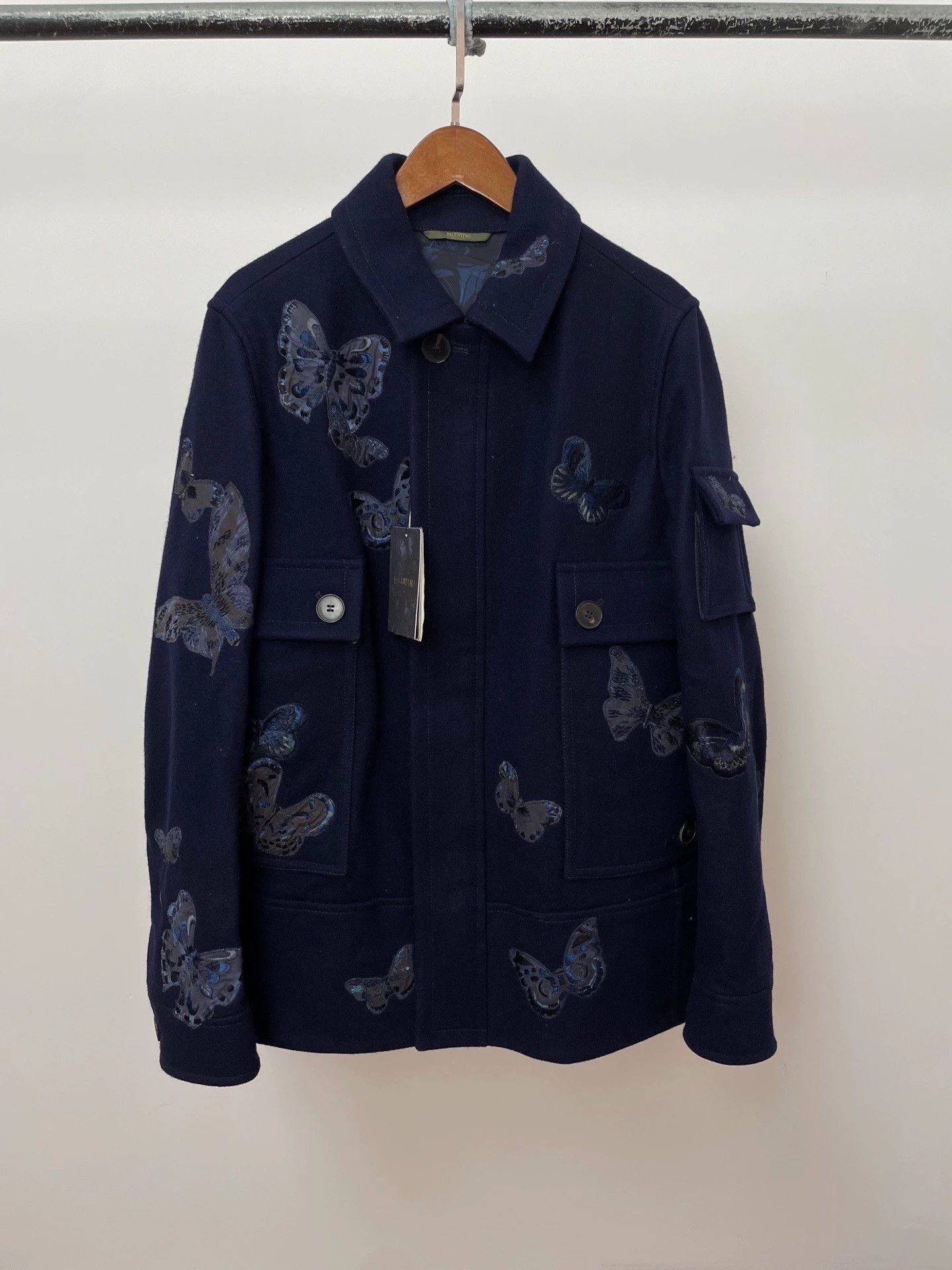 Valentino Valentino NWT Blue Butterfly Embroidered Wool Coat 46 Size US S / EU 44-46 / 1 - 1 Thumbnail