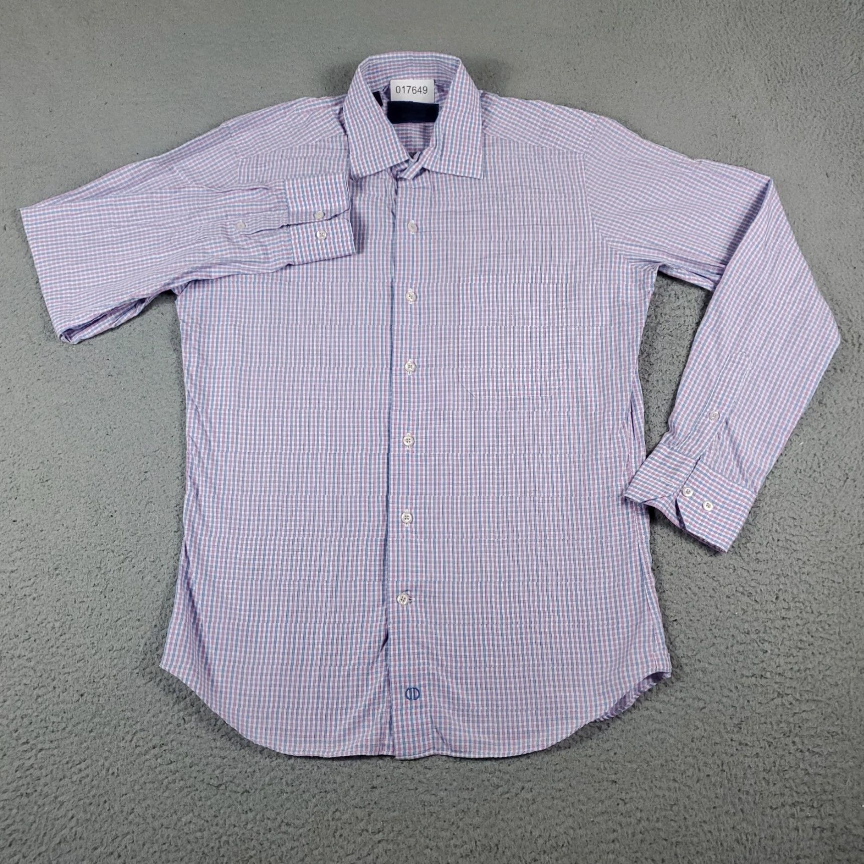 David Donahue David Donahue Shirt Mens Medium Purple/Blue Check Casual Button Up Long Sleeve Size US M / EU 48-50 / 2 - 2 Thumbnail