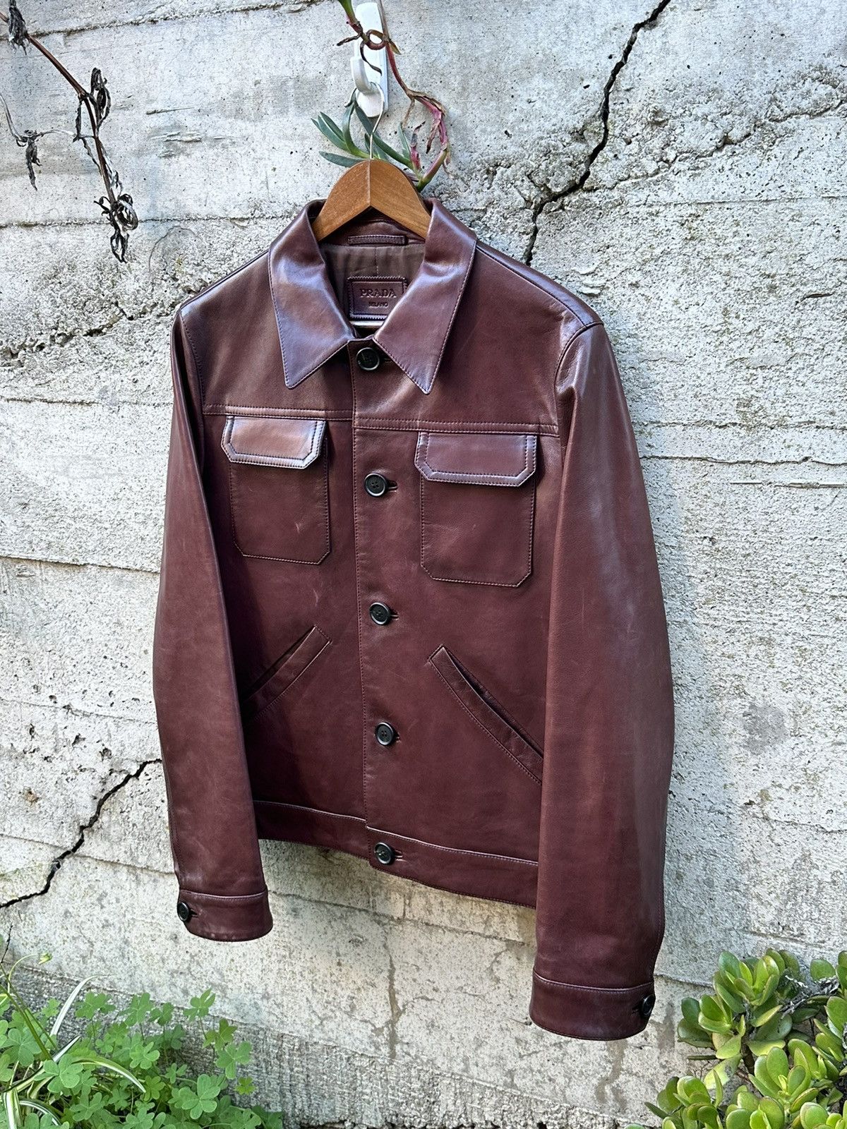 レア　05ss archive prada leather jacket 05ss archive prada leather jacket nylon（Prada Mens Jacket