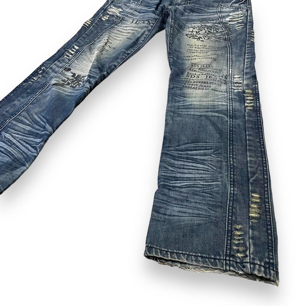 If Six Was Nine × Japanese Brand × Le Grande Bleu (L.G.B.) 🇯🇵 TSL JEANS POEM DISTRESSED DENIM PANTS Size US 35 - 5 Thumbnail